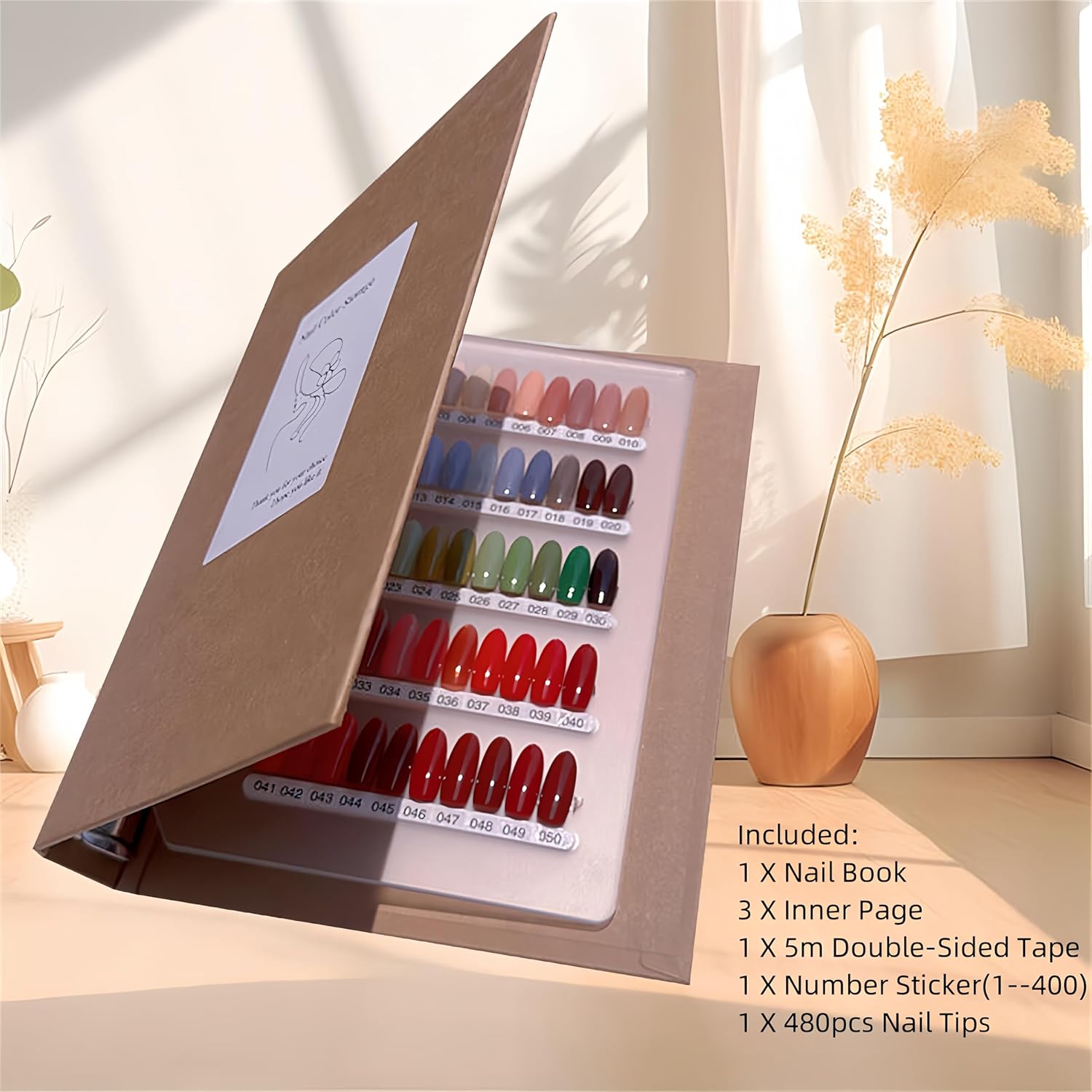 Acycoin2A 357 Extra Large Press on Organizer Nail Storage and Display Binder Book Loose-Leaf Nail Color Sample Exhibition Album with Nail Tape and Nail Tips