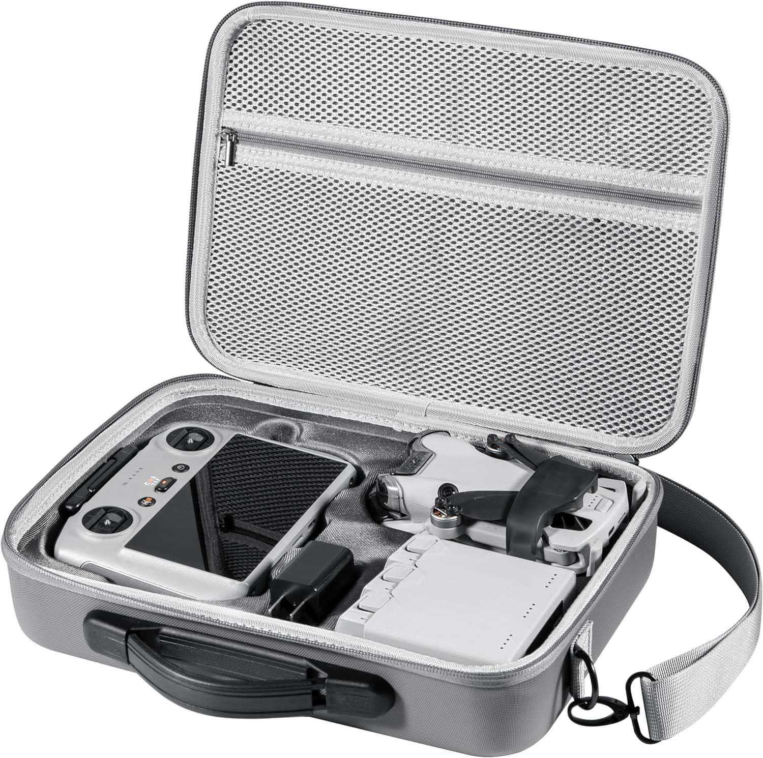Portable Carrying Case Compatible with DJI Mini 3/Mini 4 Pro PU Leather Travel Storage Bag with Shoulder Strap Waterproof Hard Shell Bag for DJI Mini 3 Mini 4 Pro Screen Case Accessories-picture-22
