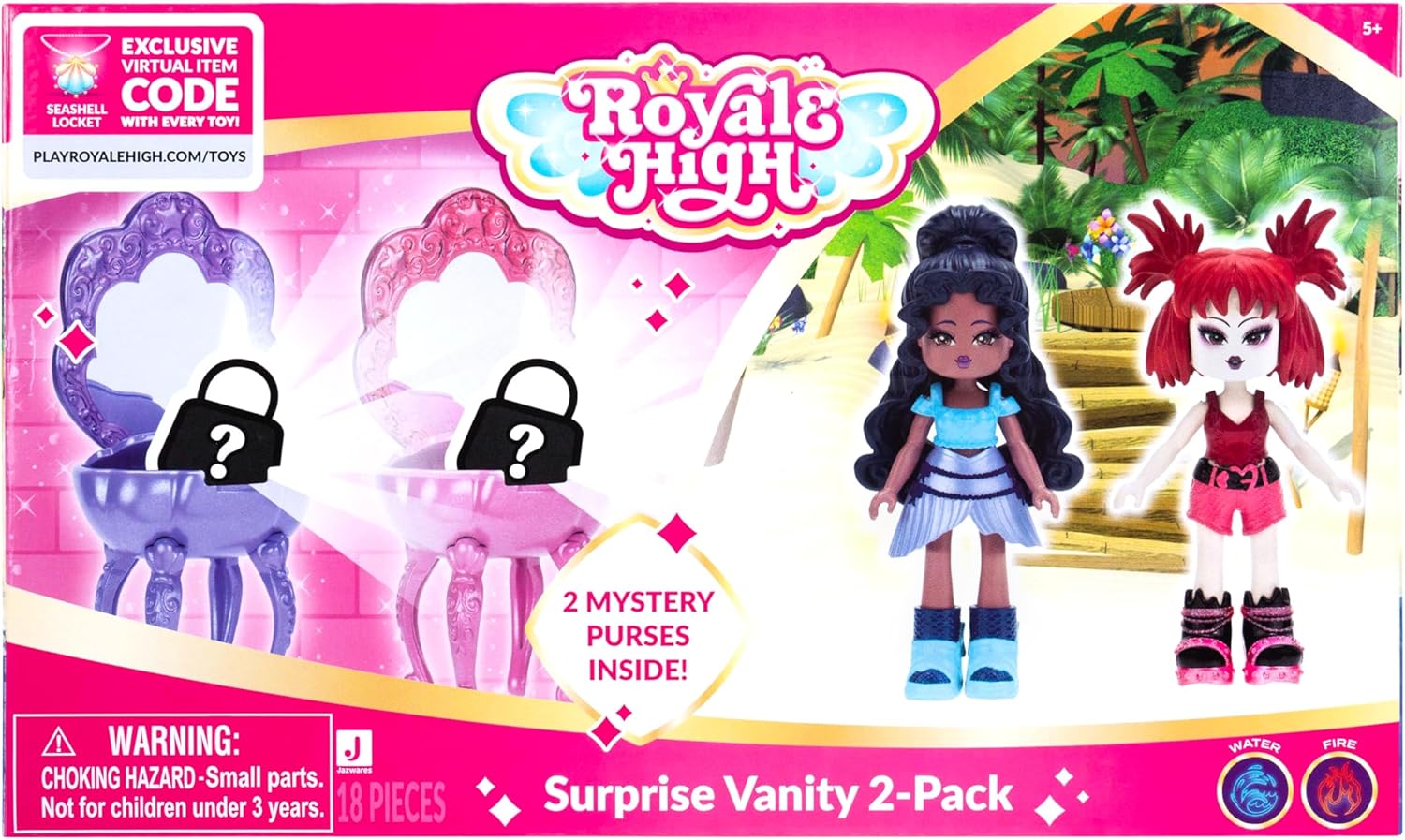 Royale High Surprise Vanity 2-Pack - (2) Series 2 Dolls, (2) Vanities, (2) Additional Wigs, and (2) Mystery Items - Virtual Item Code Included - Ages 5+