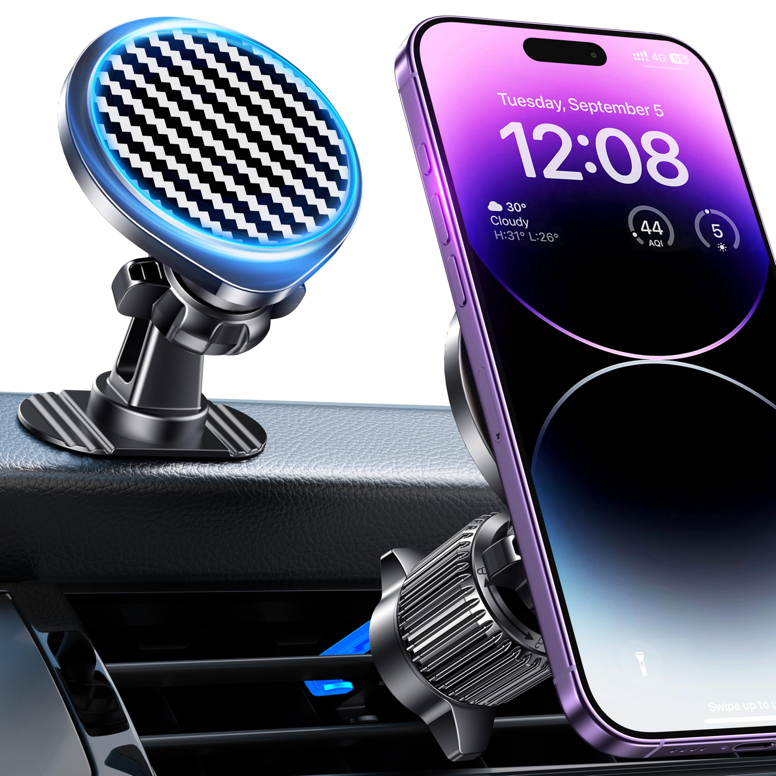 Ossvaln for Magsafe Car Mount [Strong Magnets] Magnetic Phone Holder for Car Vent Dashboard [Hands Free] Cell Phone Holder Car Mount for iPhone 15 14 13 Pro Max Pro Mini for MagSafe Case All Phones