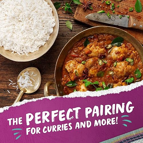 Miniatura 4 de Tilda Arroz basmati puro, arroz aromático y auténtico de primera calidad, bolsa grande resellable, bolsa de 10 libras, color blanco