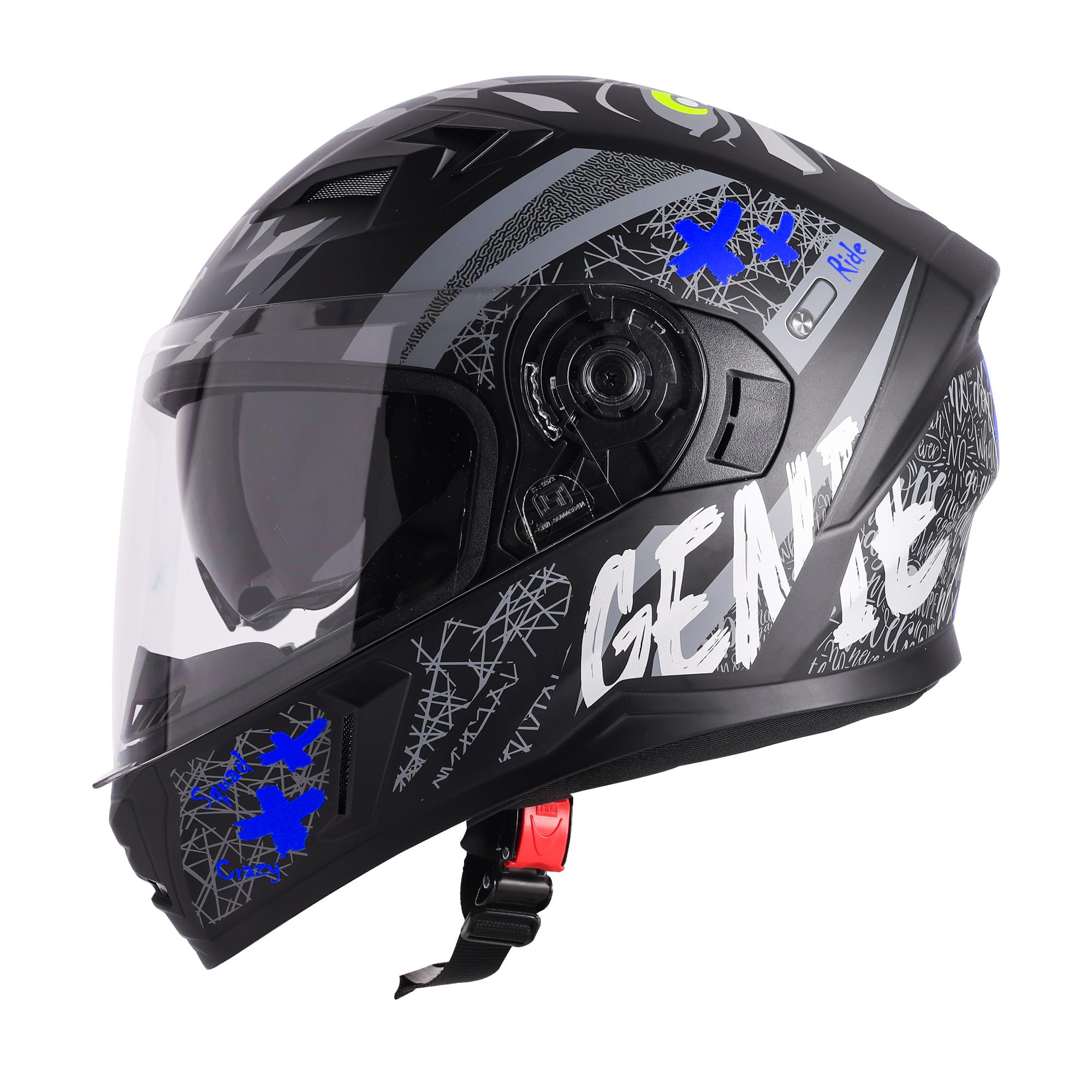 Steelbird SBA-21 Genie ISI Certified Full Face Graphic Helmet for Men and Women with Inner Smoke Sun Shield