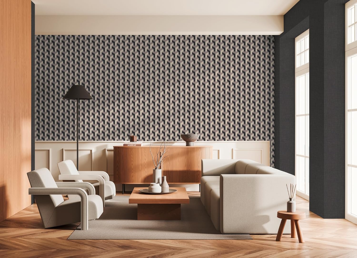 Livingwalls Daniel Hechter 781501 Design Wallpaper - Durable Non-Woven Wallpaper in Graphic Look - 10.05 m x 0.53 m - Beige, Black, Metallic - Made in Germany