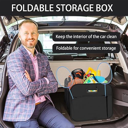 Miniatura 6 de Organizador de maletero de automóvil, organizador de almacenamiento de automóvil con gran capacidad de 70 L, impermeable, plegable y 10 bolsillos,