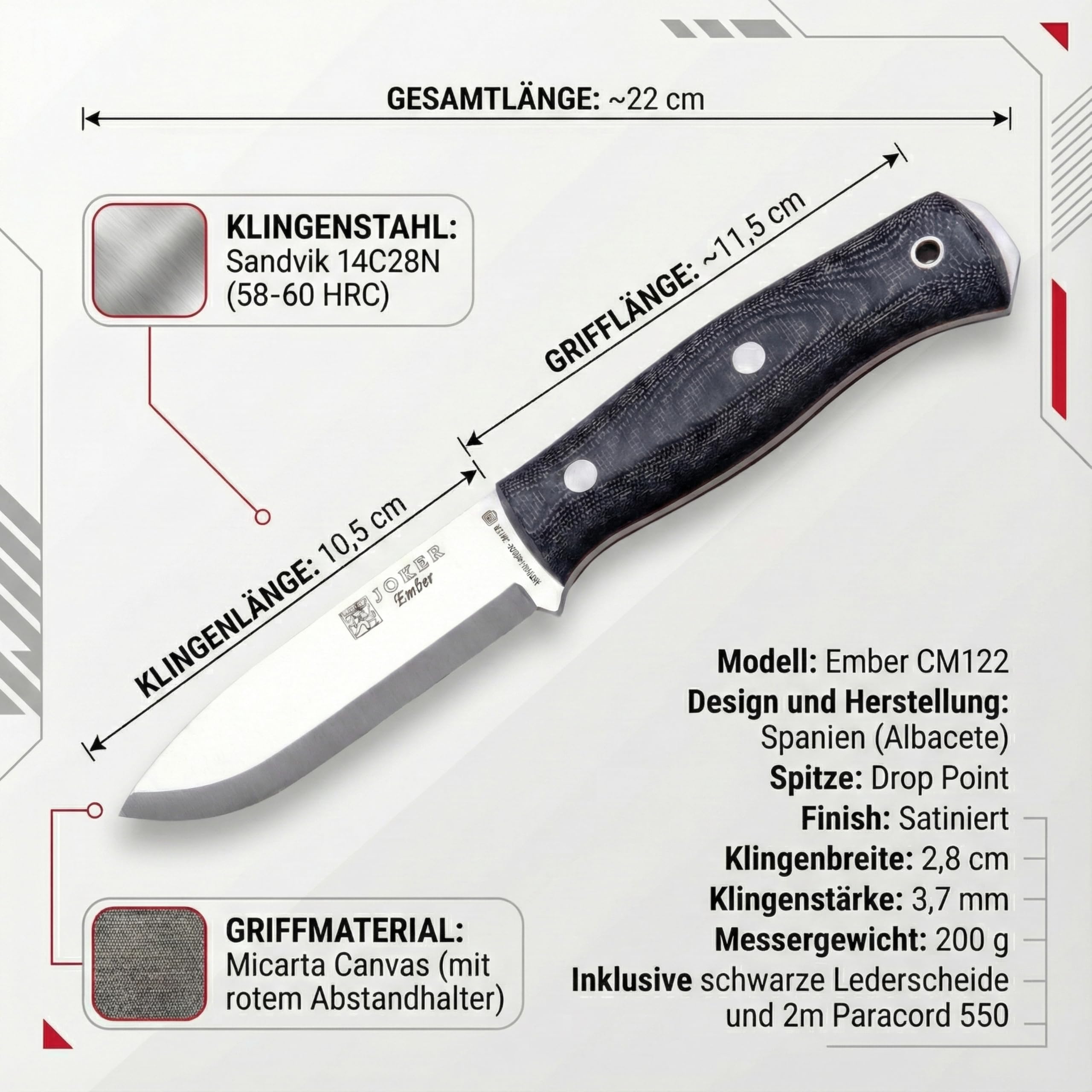 Amazon.com : Joker Ember Scandi CM122 Outdoor Tool with Leather