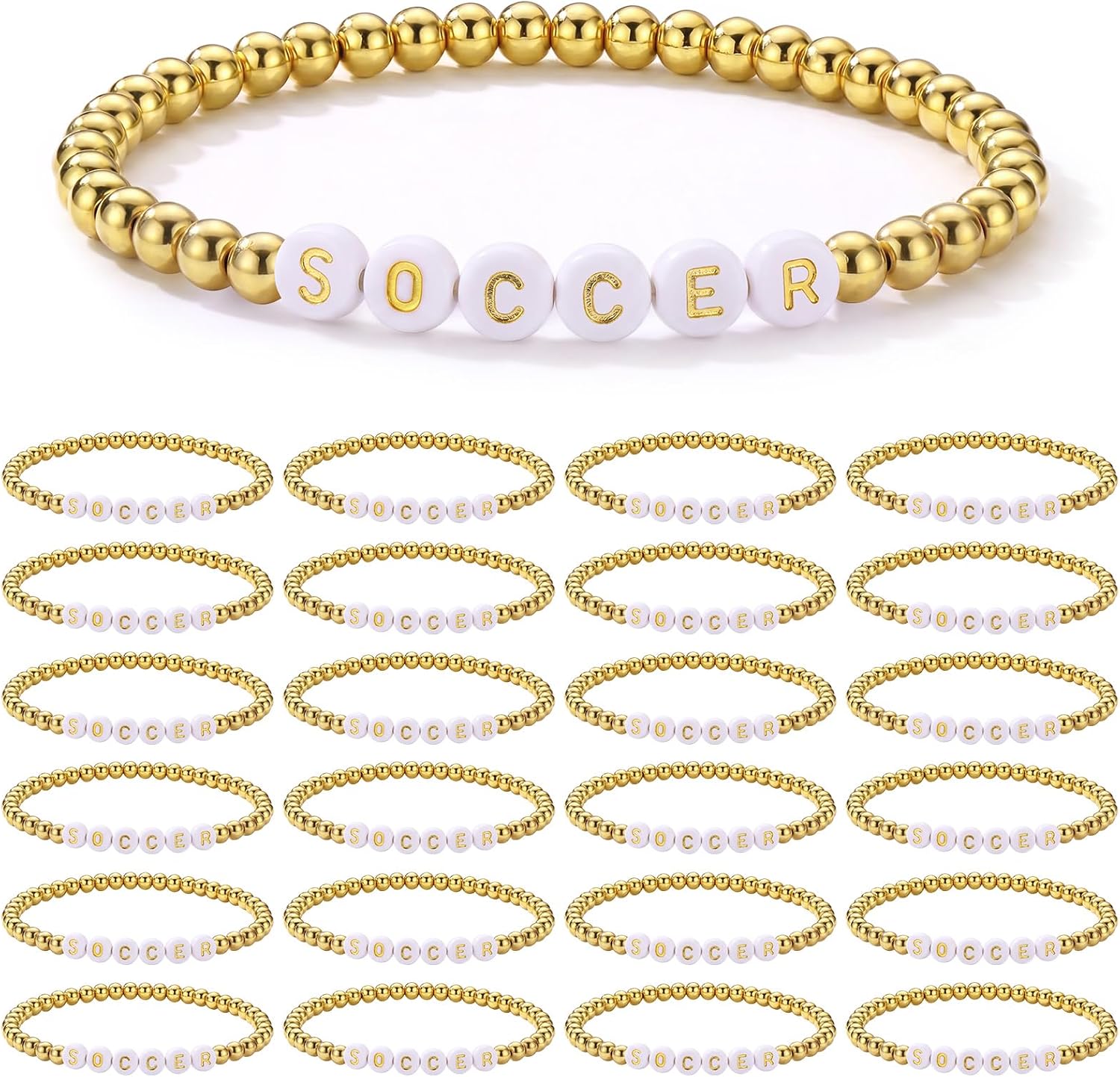 Tondiamo 24 Pcs Volleyball Football Soccer Bracelets Team Gift Bulk