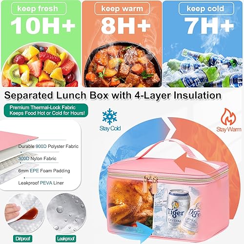 Miniatura 3 de Mochila de almuerzo, mochila para laptop de 15.6 pulgadas para mujeres, enfermeras, profesores, mochila de trabajo con lonchera aislada, Rosa,