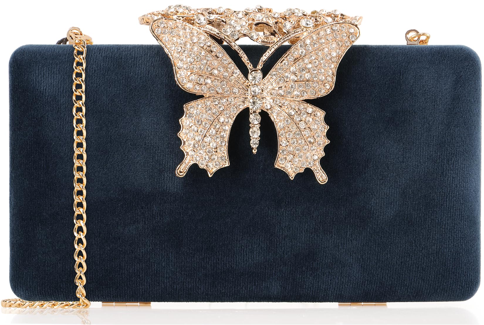 Dexmay Rhinestone Clutch Bag with Crystal Butterfly Clasp Women Evening Handbag Formal Party Purse