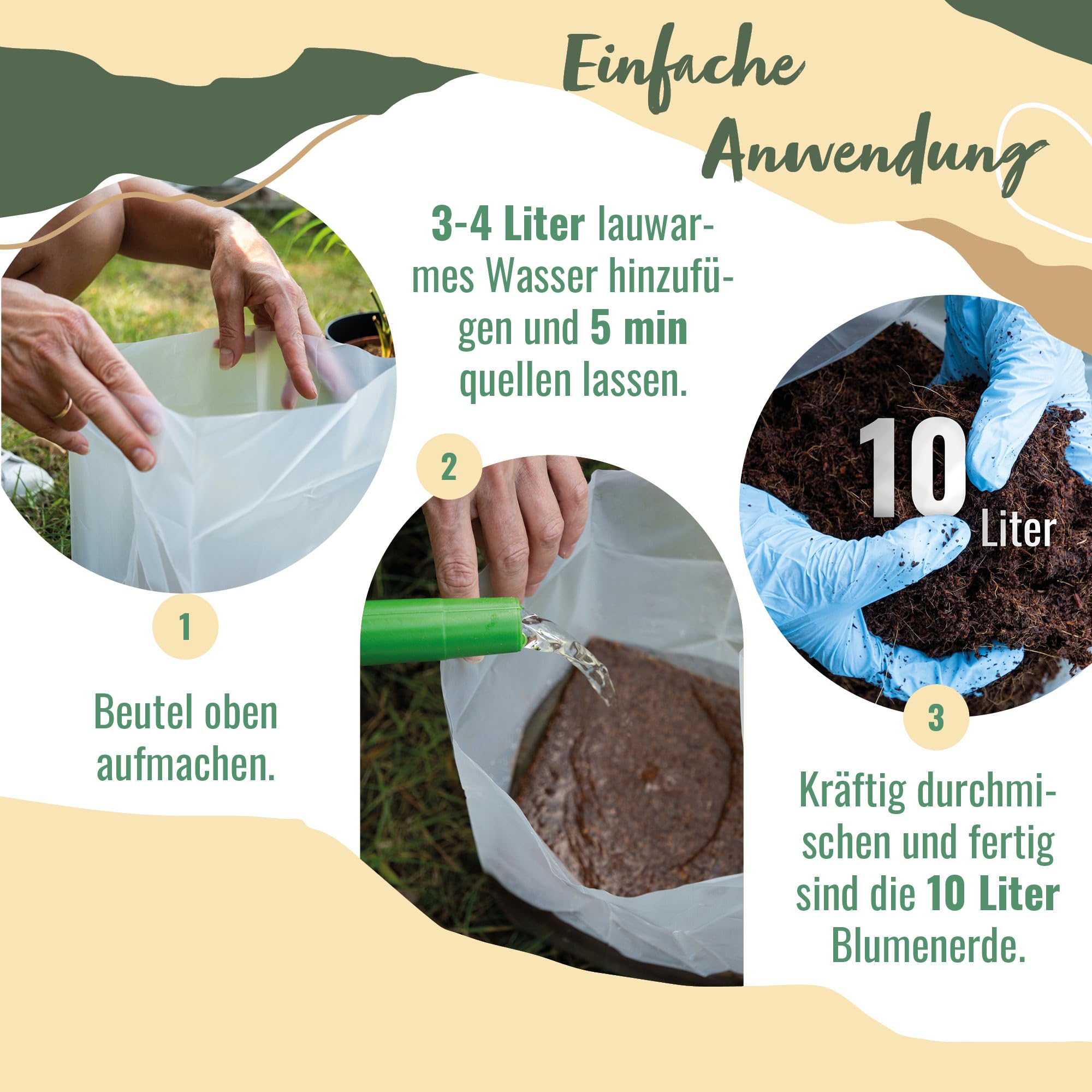 Kokoserde Quellbeutel gepresst 10 Stück (240 Liter) – 100% torffreie Anzuchterde/Aussaaterde aus Kokosfasern für Pflanzen – Blumenerde für Zimmerpflanzen & Hochbeete – Direkt vom Hersteller