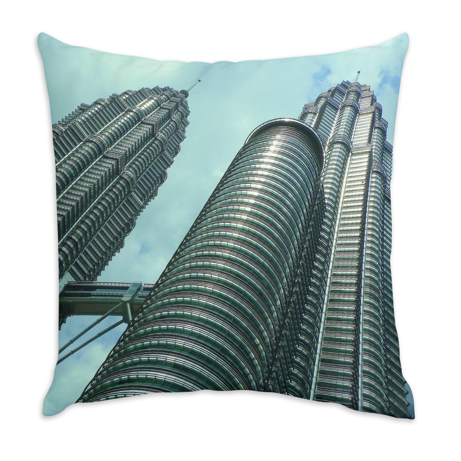 Coussin en Velours Blanc Gratte-Ciel 40x40 cm avec Housse