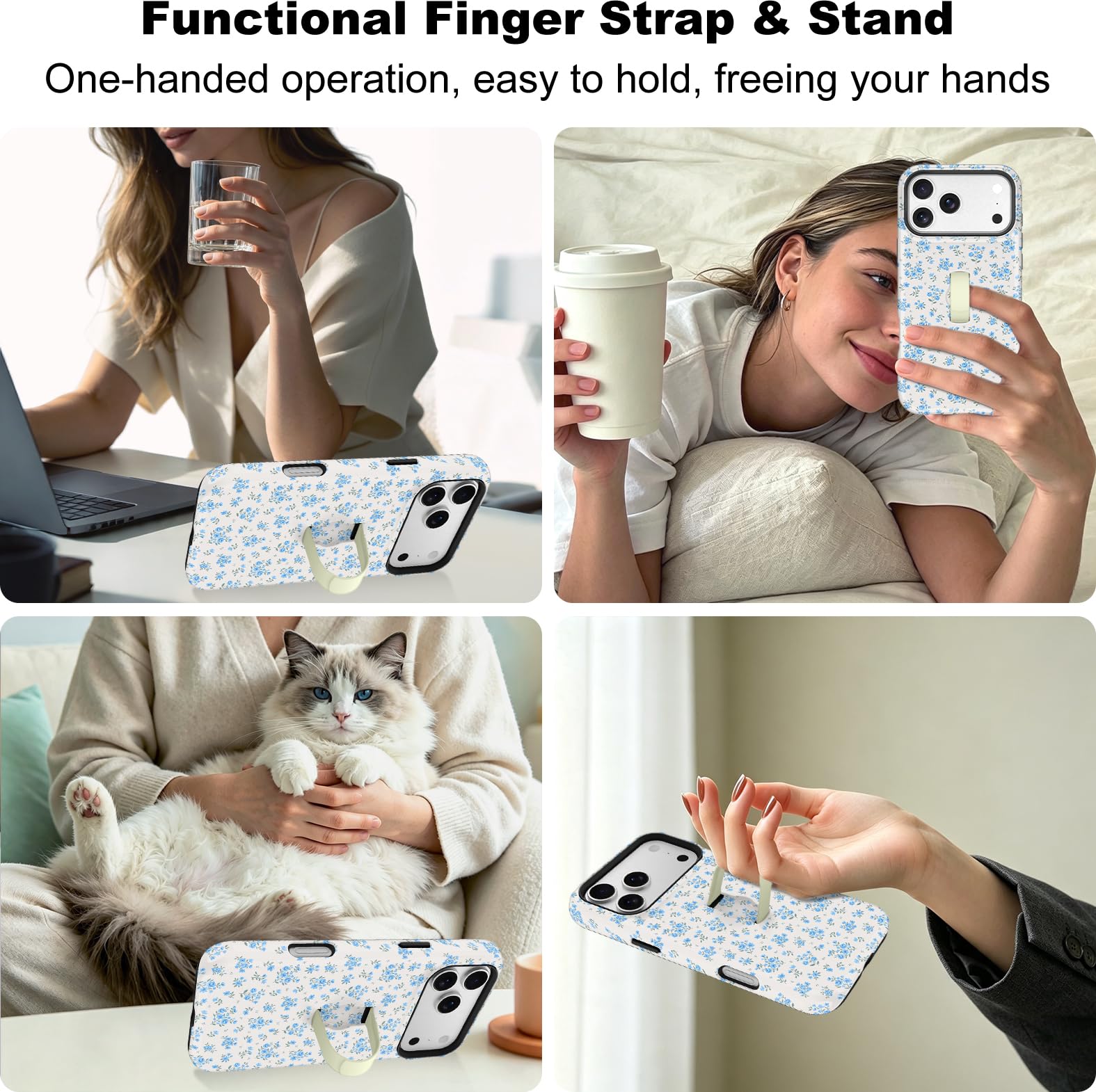 KANGHAR Funda diseñada para iPhone 17 Pro con correa para el dedo, bonita