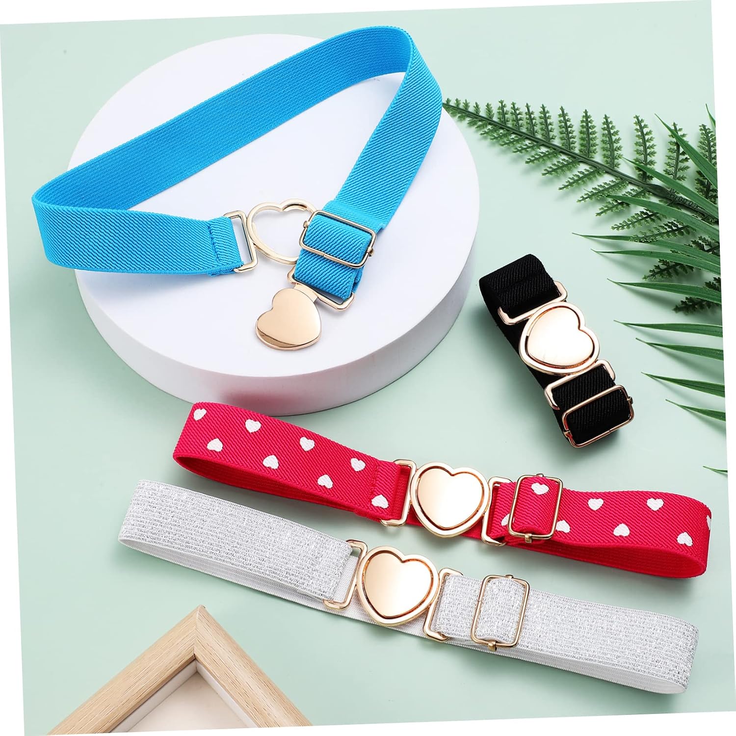 Holibanna 4pcs Elastic Waist Belt for Girls Belt Heart Shape Buckle Decorative for Boy
