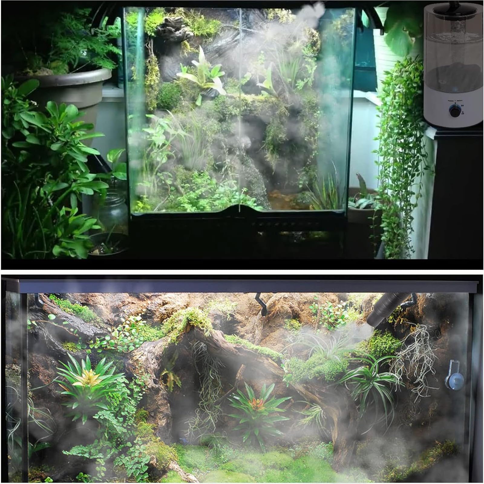 Milageto Reptilien-Luftbefeuchter, 4-Liter-Reptilien-Luftbefeuchter-Nebelmaschine, Terrarien-Nebelmaschine mit Ultra-leisem Zerstäuber für Reptilien, Amphibien, Schildkröten, Feuchtpflanzen