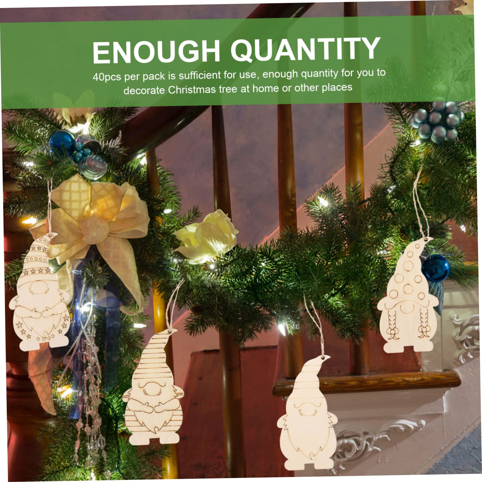 Decorazioni Natalizie in Legno Fai Da Te 40 Pezzi Ciondoli Grezzi Foro Per Appendere Decorazioni Per Albero Di Natale Casa e Scuola Craft Artigianato Ragazzo Ragazza