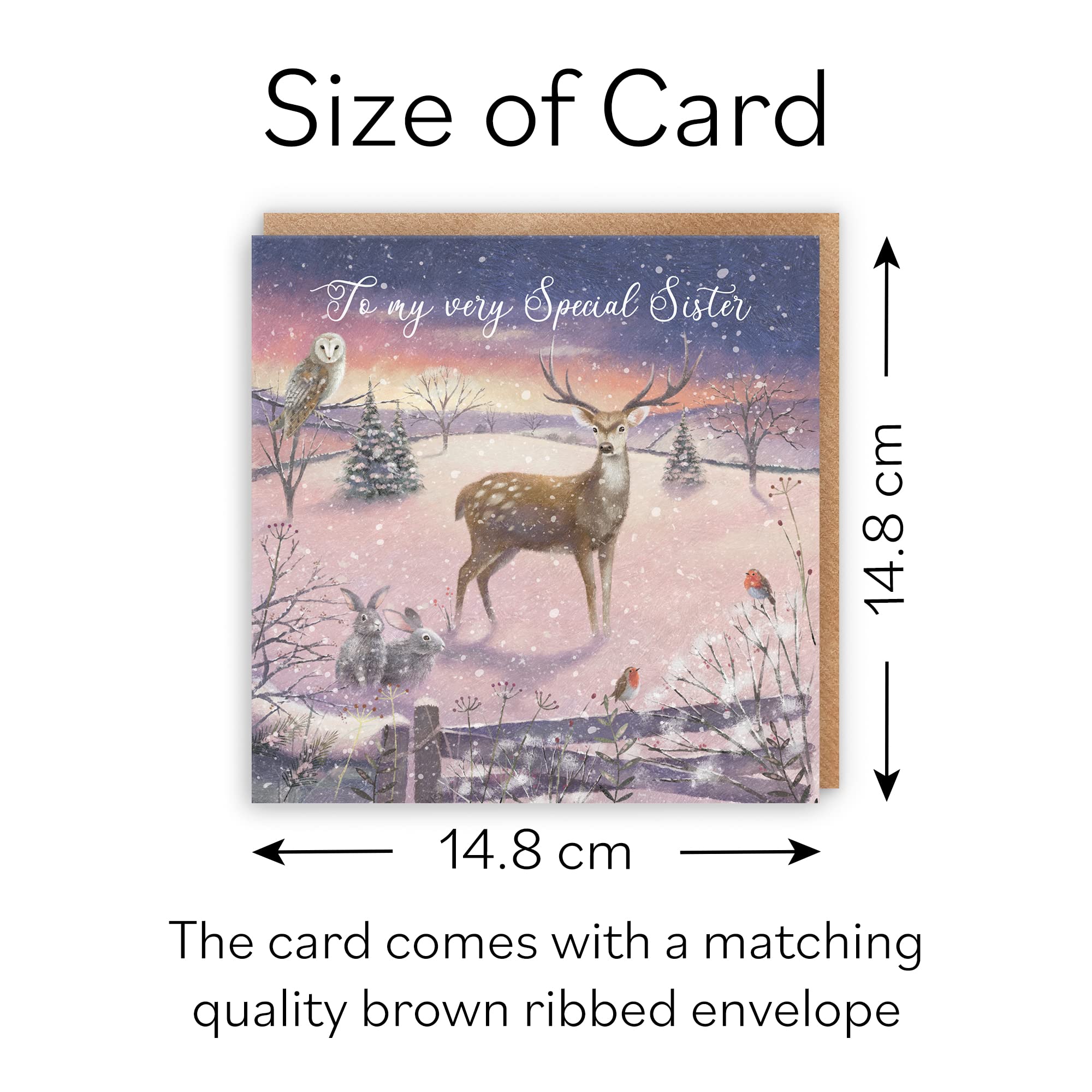 Hunts England, Sister Christmas Card, 'The Stag', To My Very Special Sister, Luxury Christmas Card For Sister - Image 4