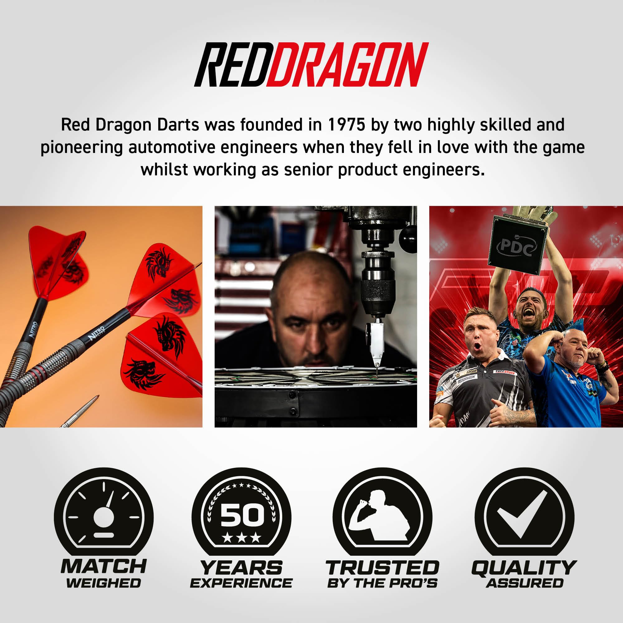 RED DRAGON Fléchettes Nitro Flite Système Flight & Shaft Intégré Jonny Clayton The Ferret Noir Orange Moyenne
