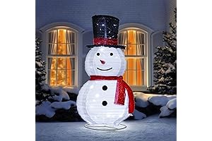 ATDAWN 3ft Pre-Lit Collapsible Snowman Outdoor Christmas Decoration