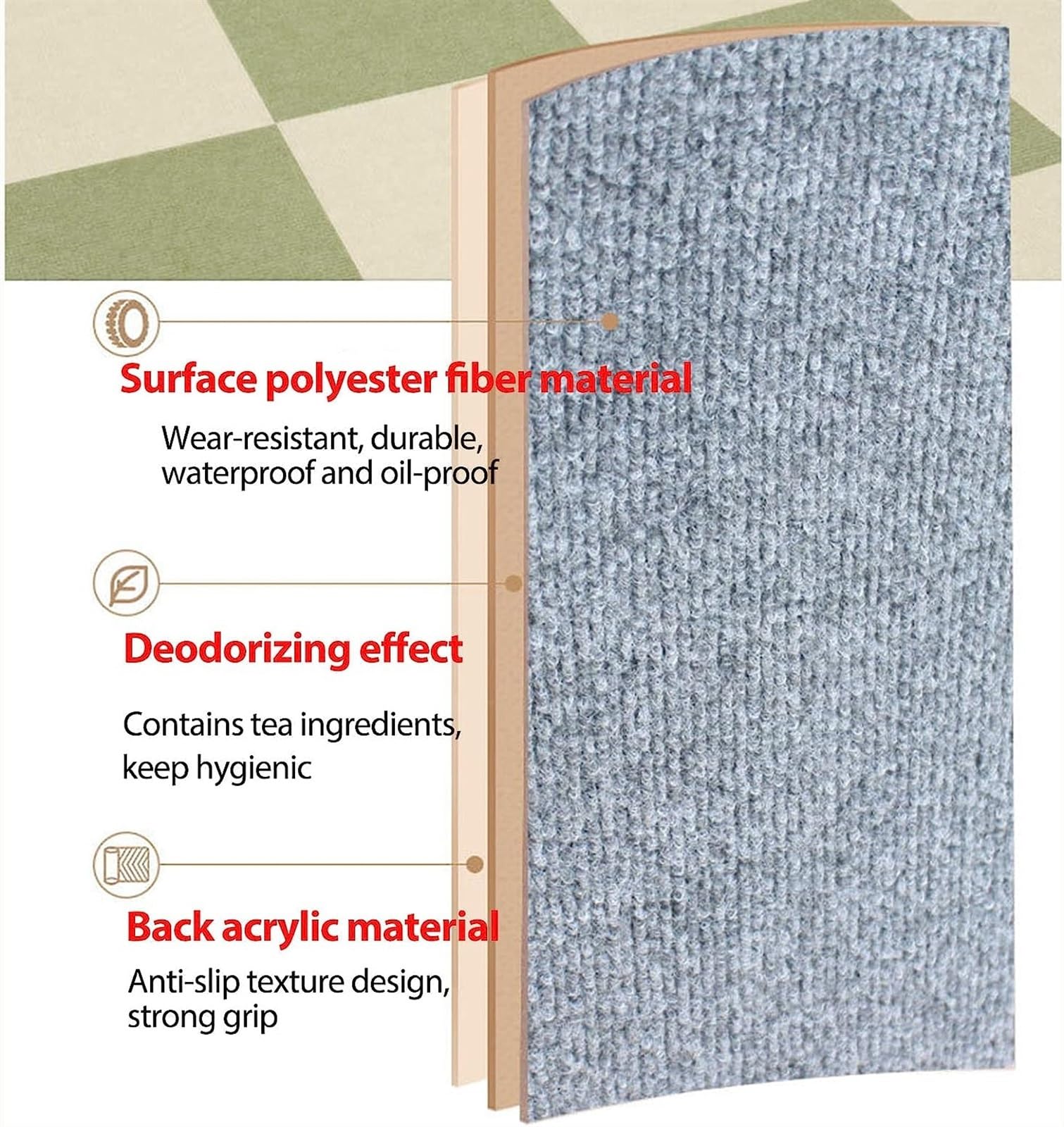 dalles de moquette, Dalles de moquette antidérapantes(A,15PCS)