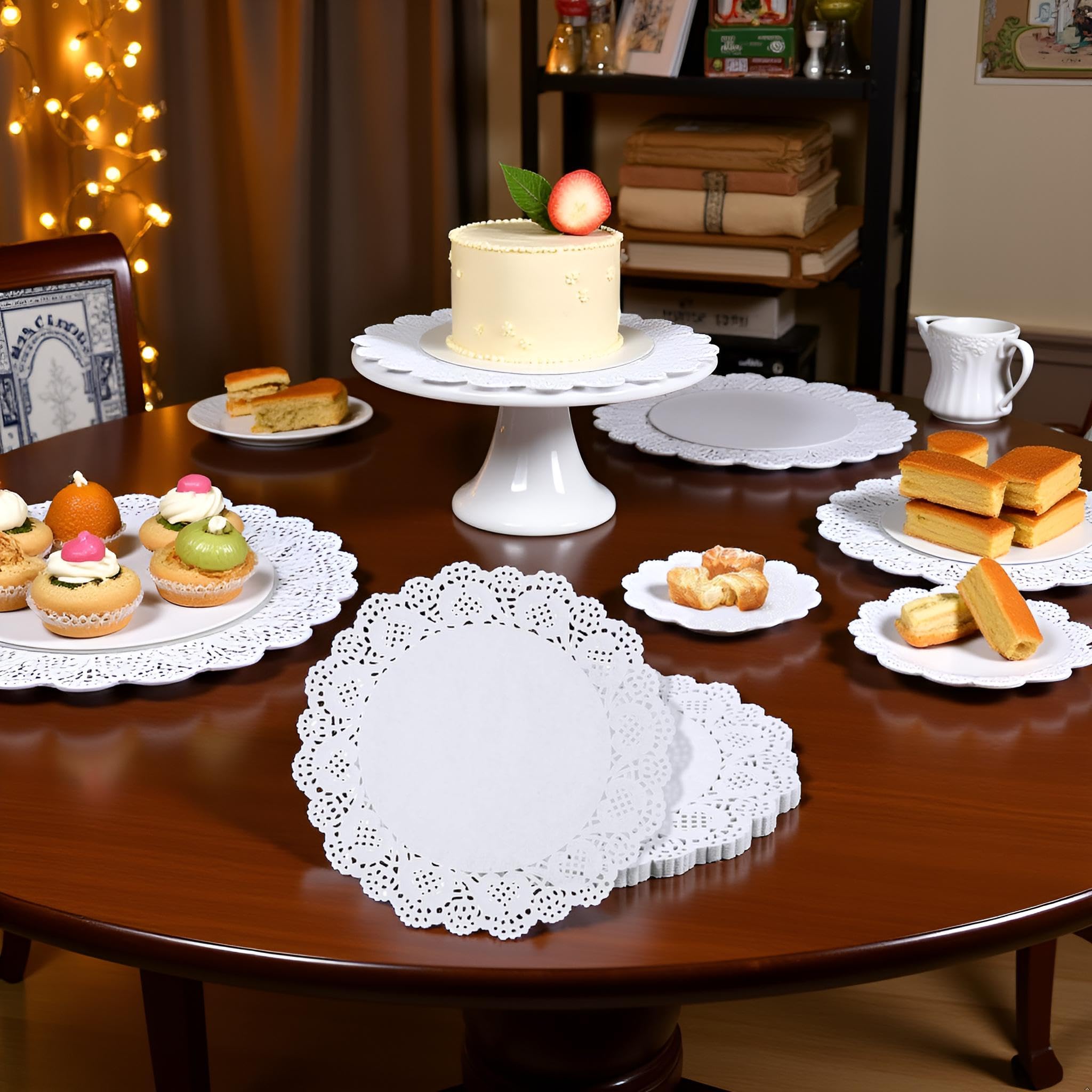 150 Pcs White Lace Paper Doilies Disposable OilKSCD Absorbing Decorative Tableware Papers Placemats Baking Tools Accessories