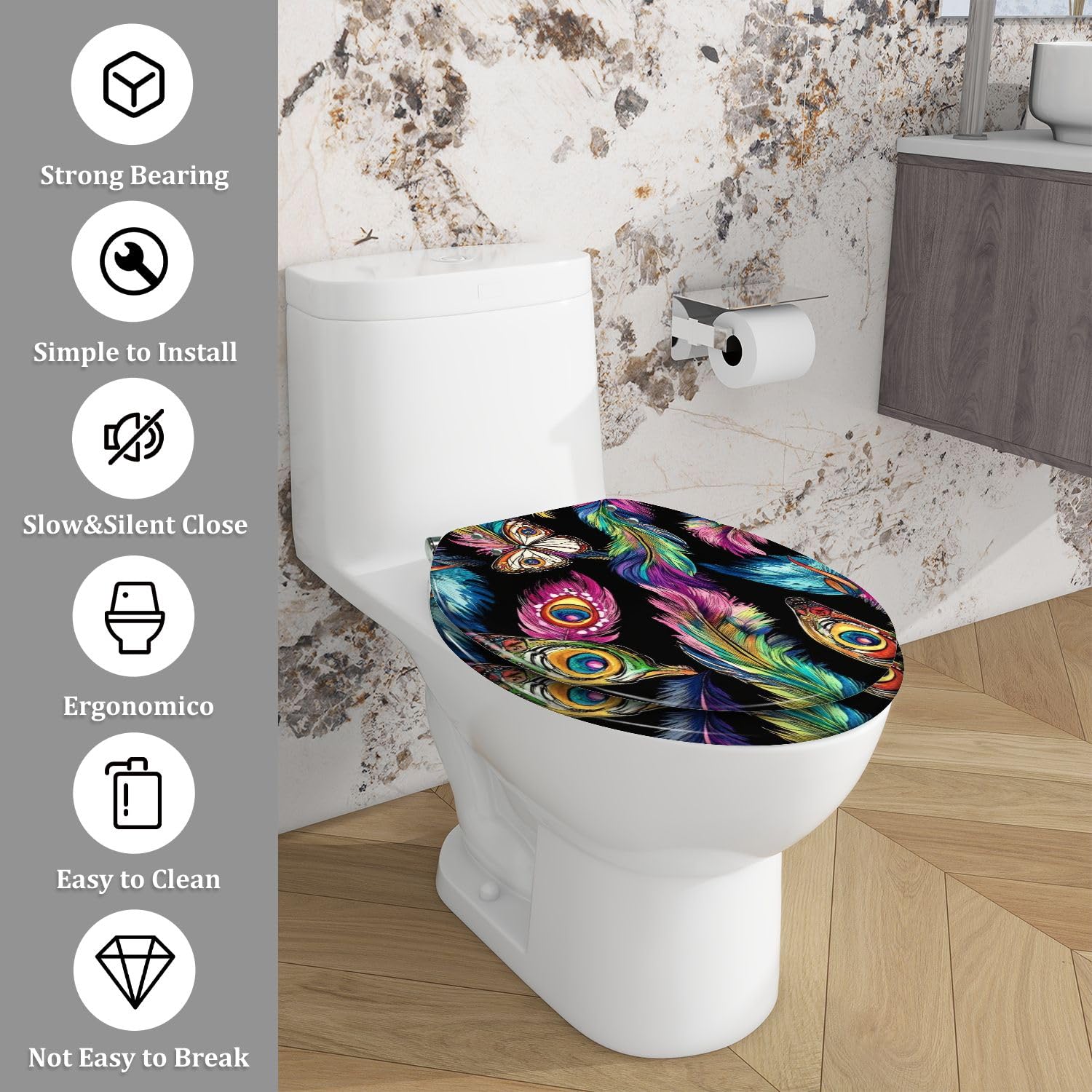 Asiento de inodoro alargado para baño