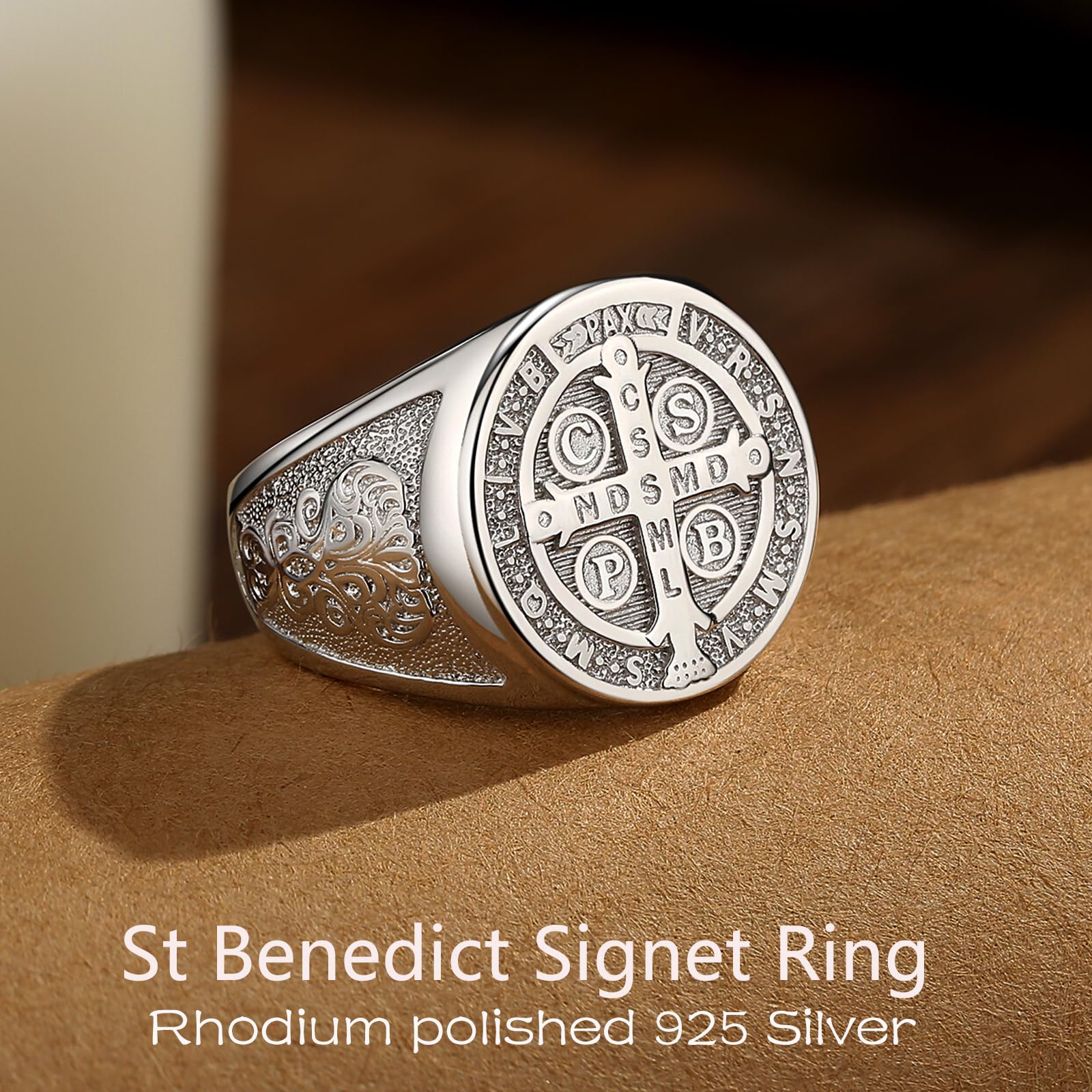 CELESTIA Anillos Hombre Tetragramaton Sello de 7 Arcangeles Anillo Ajustable para Hombre Plata 925 Joyeria Regalos Hombre Cumpleaños San Valentin Día del Padre