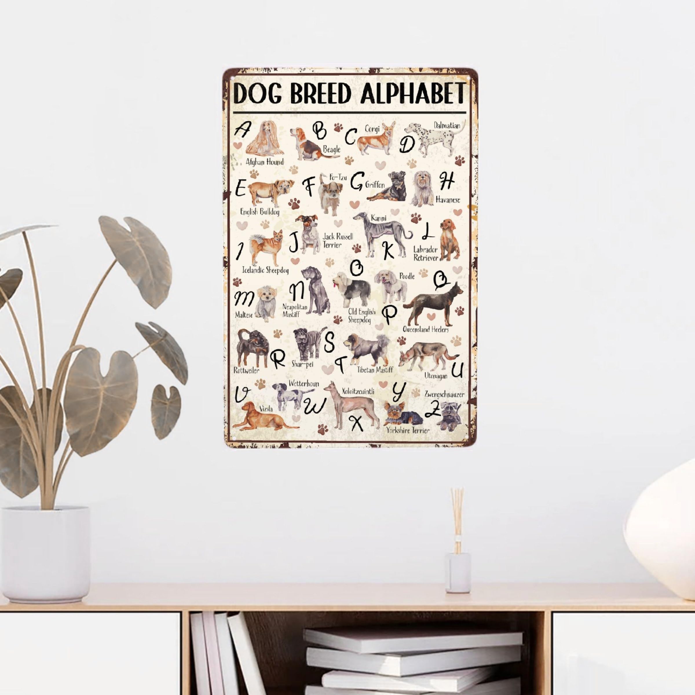 Amazon.com: JOCASA Dog Breed Alphabet Vintage Metal Poster Sign