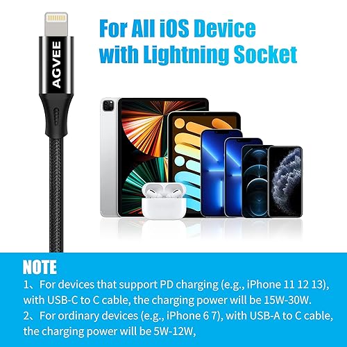 Miniatura 6 de AGVEE Adaptador de cable USB-C hembra a Lightning de 4 pulgadas, 30 W, tipo C a 8 pines, conector de sincronización de datos para iPhone 13, 12, 11,
