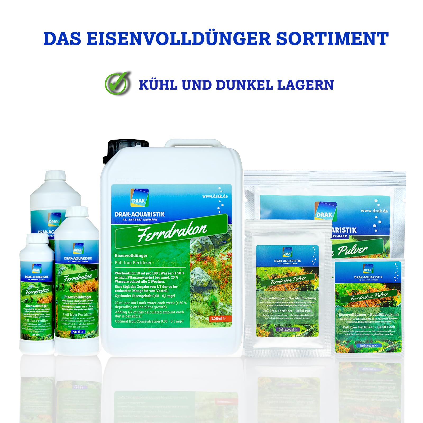 Ferrdrakon Nachfüllpack 5,0l Eisendünger Aquarium | Aquarium Pflanzendünger hochkonzentriert | Flüssig Dünger für Intensive Blattfärbung | Basis-Düngung für Aquarienpflanzen Wachstum