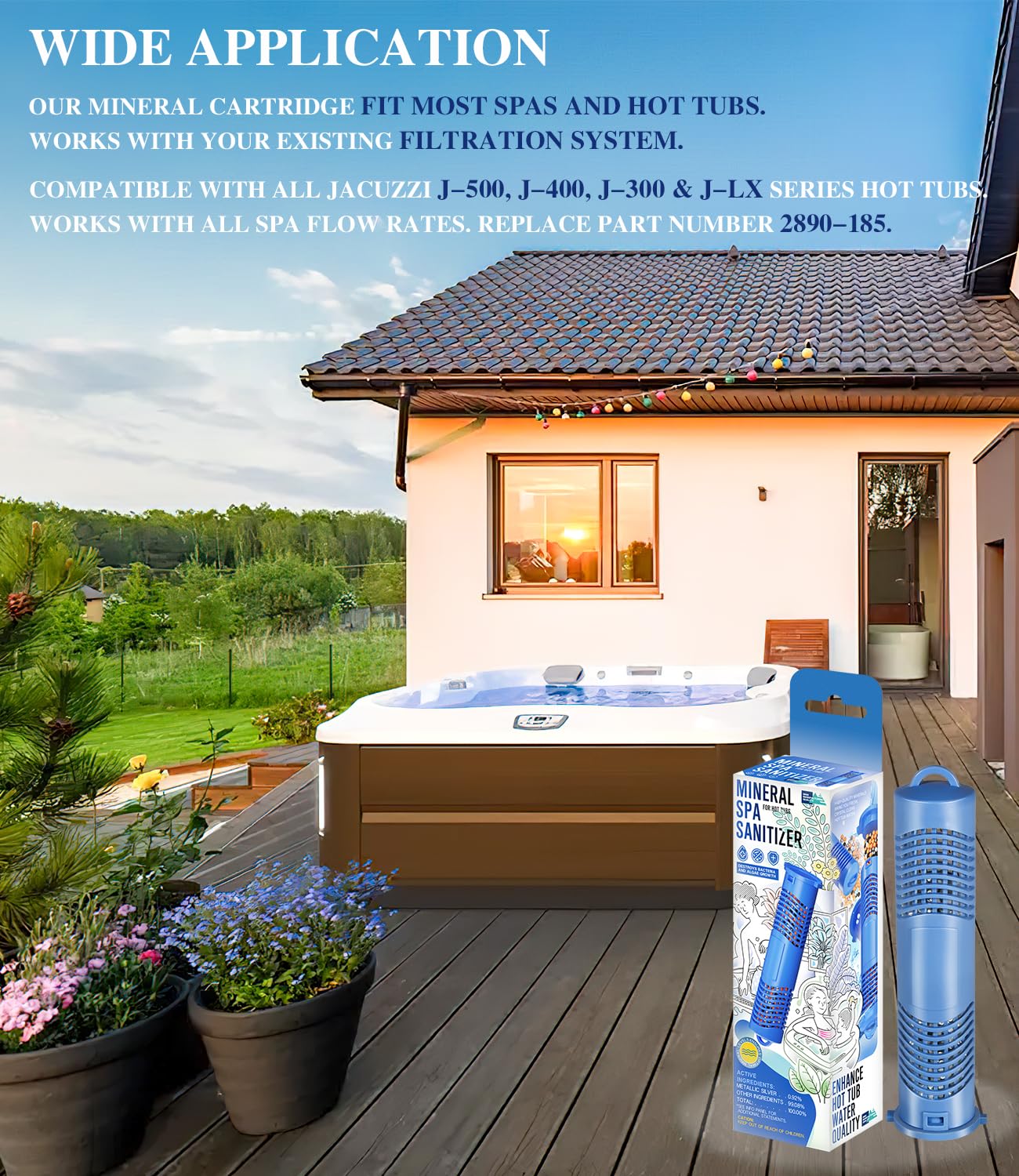 1 cartucho mineral 2890-185 para mantenimiento de jacuzzi, spa, jacuzzi, repuesto para todos los cartuchos de filtro de la serie J500 J400 J300 J-LX, compatible con el sistema de filtración de jacuzzi