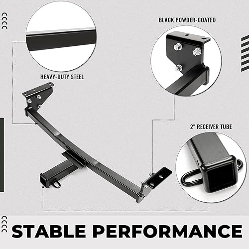 Miniatura 4 de KUAFU Receptor de enganche de remolque de remolque clase 3 de 2 pulgadas compatible con modelos Nissan Rogue 2008-2020 Nissan Rogue Select 2014-2015