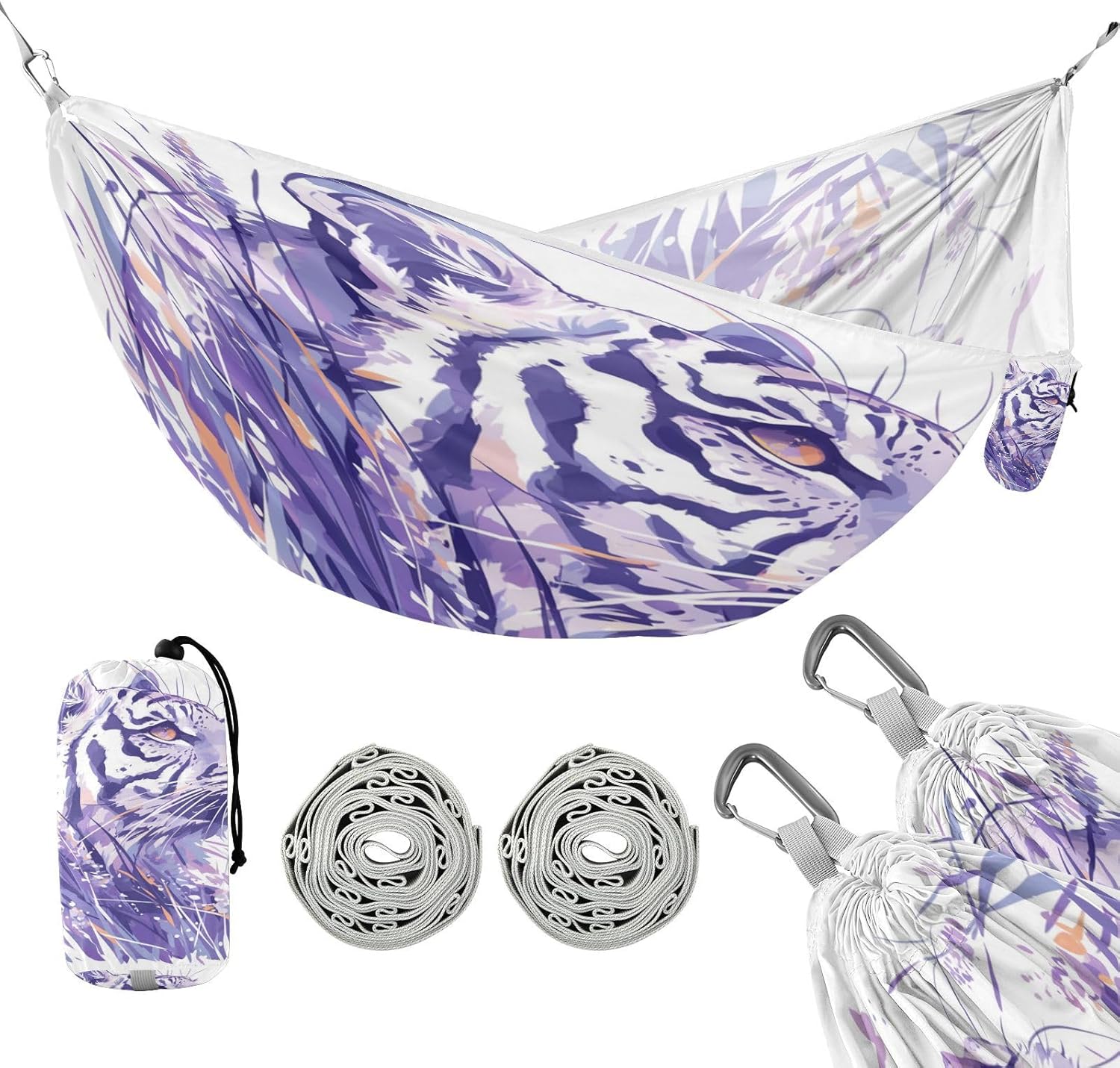Purple Tigers Camping Hammocks with Portabl Carry Bag Fabric Hammock for Camping & Hiking Essential