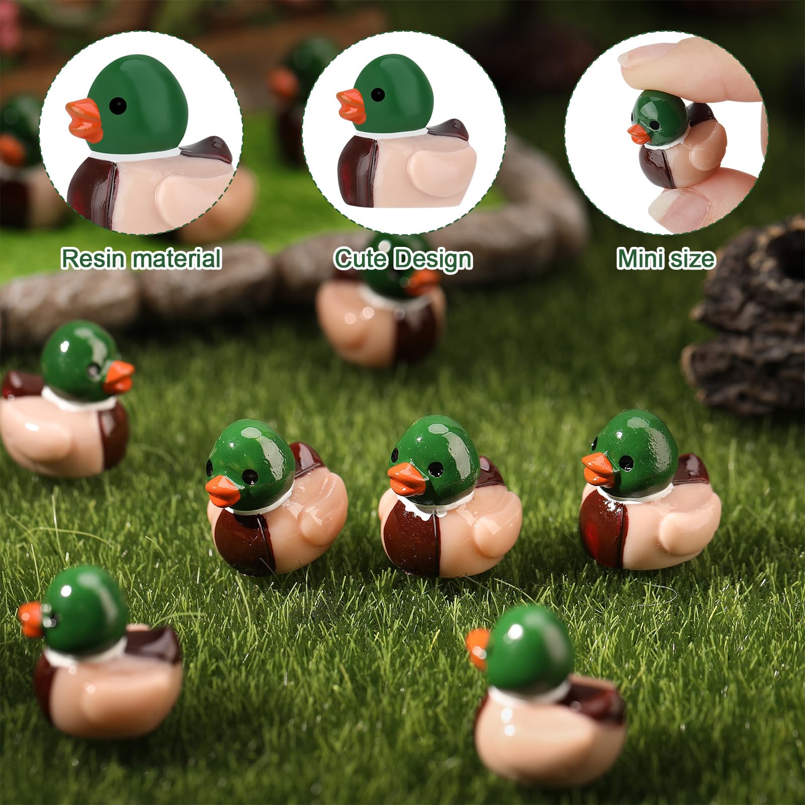 50 patos de Mallard, patos de resina de Mallard, patitos únicos de Mallard, decoración de patos de resina de Mallard, amantes de los pájaros de la naturaleza, decoración de caza de patos para