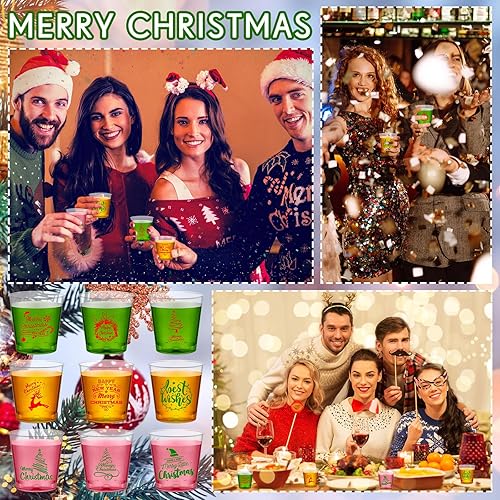 Miniatura 7 de Yaomiao 600 vasos de plástico de Navidad de 2 onzas, vasos transparentes para fiesta de Navidad, vasos desechables a granel de plástico para