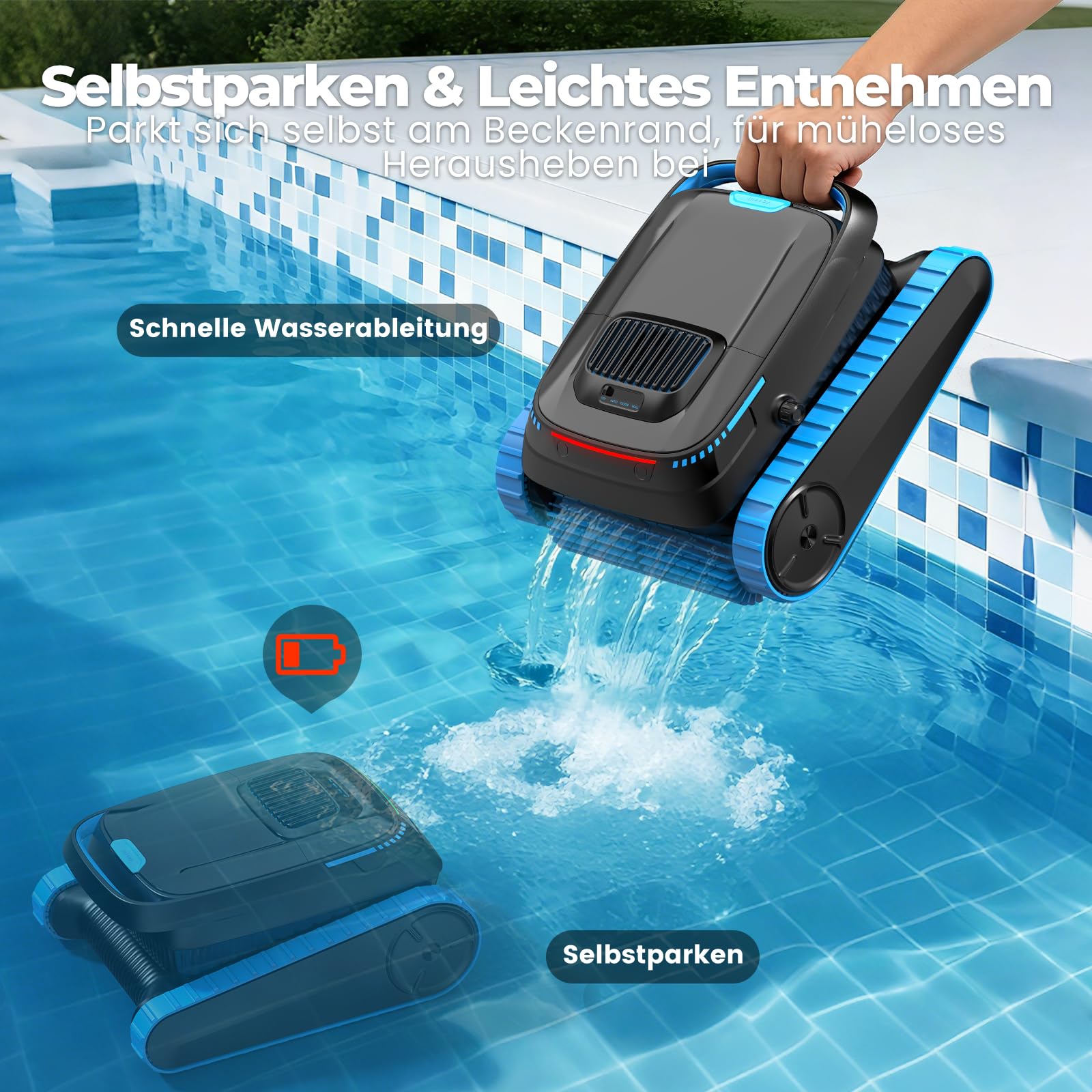 (2026 Upgrade) PC20 Poolroboter Boden und Wand, Wasserlinienreinigung, Intelligenter Navigation, 18927LPH Leistungsstarker Poolsauger mit App-Steuerung, Poolsauger für Pools bis zu 170㎡