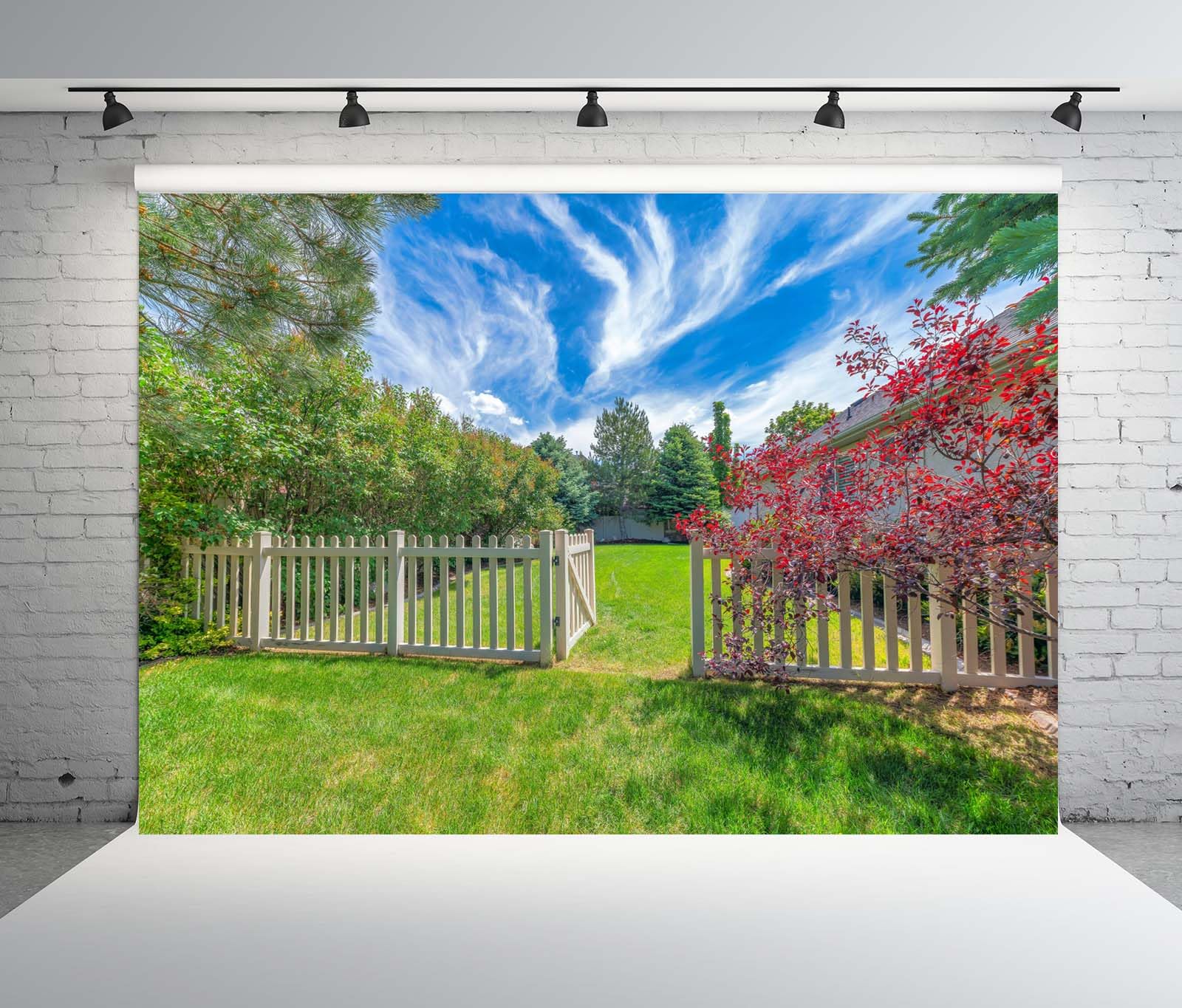 BELECO 6x4ft Fabric Spring Green Hills Meadow Backdrop Green Grass Lawn Trees Blue Sky White Clouds Photography Background Outdoor Nature Scenery Easter Decor Kid Baby Portrait Photo Studio Props - View #5
