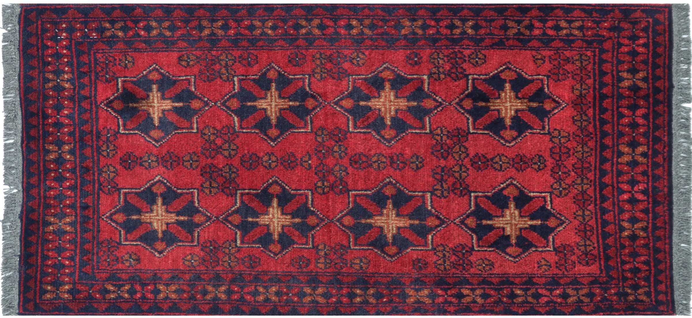 Tapis Khal Mohammadi géométrique en laine marron, petit tapis d'Orient 60x90