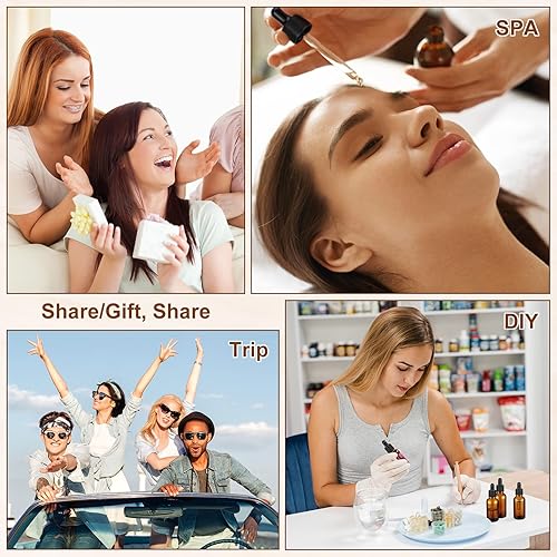 Miniatura 7 de Eccliy Paquete de 160 botellas cuentagotas de vidrio de 1 onza de vidrio de 1.0 fl oz con cuentagotas, 16 embudos y 2 cuentagotas largos, botellas