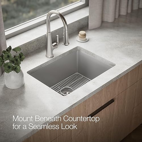 Miniatura 7 de Kohler 28003-1-CM4 Kennon - Fregadero compuesto de lavabo doble, color gris mate