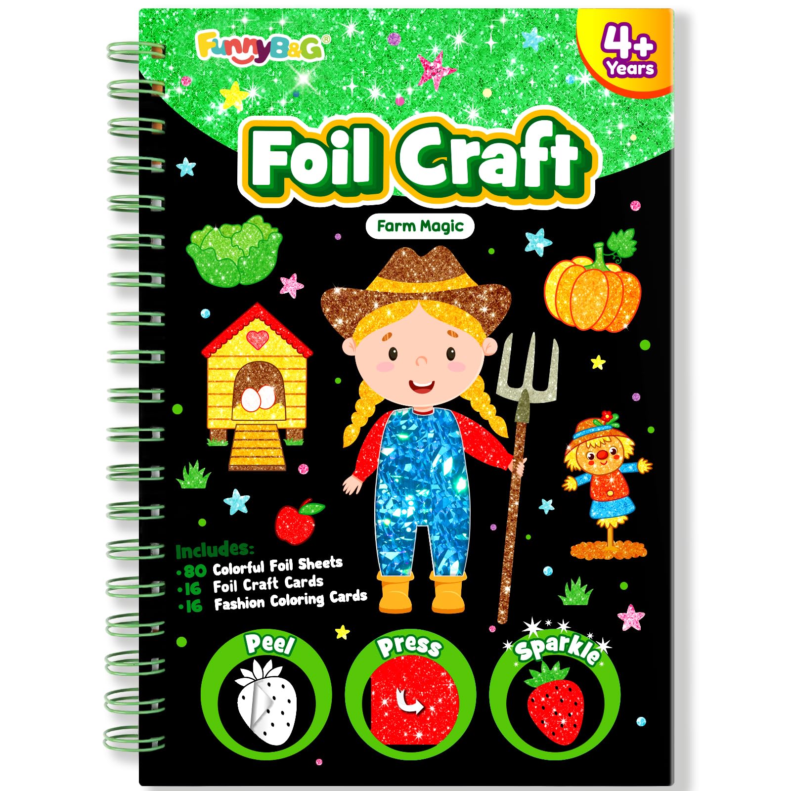 FUNNYB&amp;G Foil Art Craft Kit for Kids, Sparkly Birthday Gift Toy for Kids