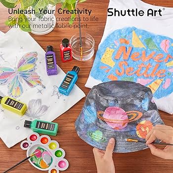 Amazon.co.jp: Shuttle Art 布用絵の具 メタリックカラー 18色セット