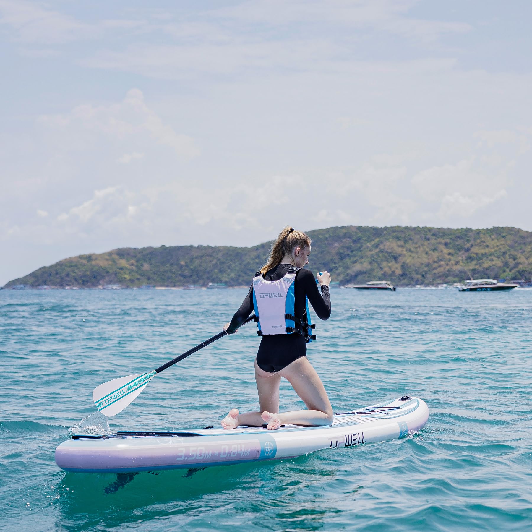 UPWELL SUP-Paddel, verstellbares Stand-Up-Paddel für Paddleboard, Schaft aus Aluminiumlegierung mit verstärkter Fiberglas-Klinge