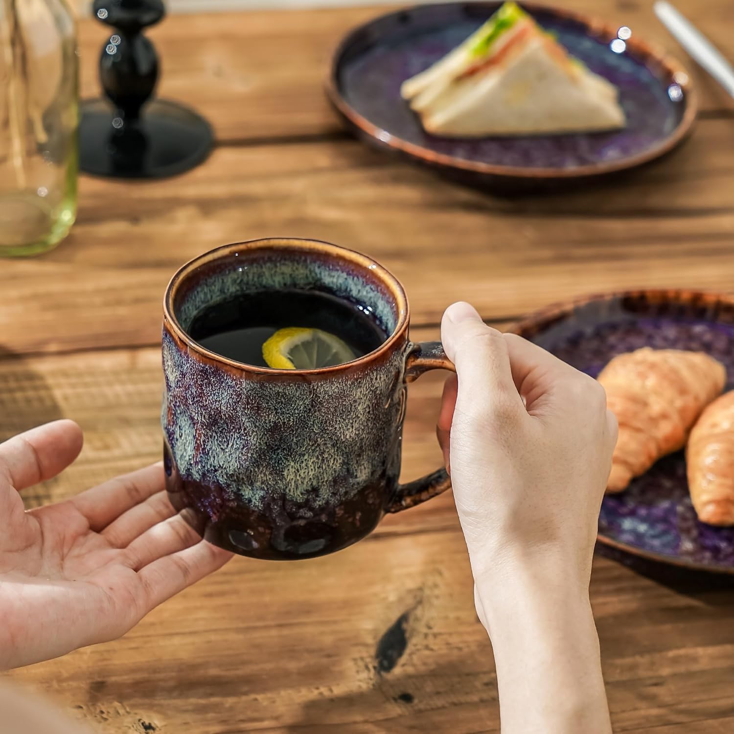 Ceramic Coffee Mugs - 12 Ounces Ceramic Mugs - Tea Cups with Handle - Funny Cappuccino Cups - Dishwasher Safe, Set of 4