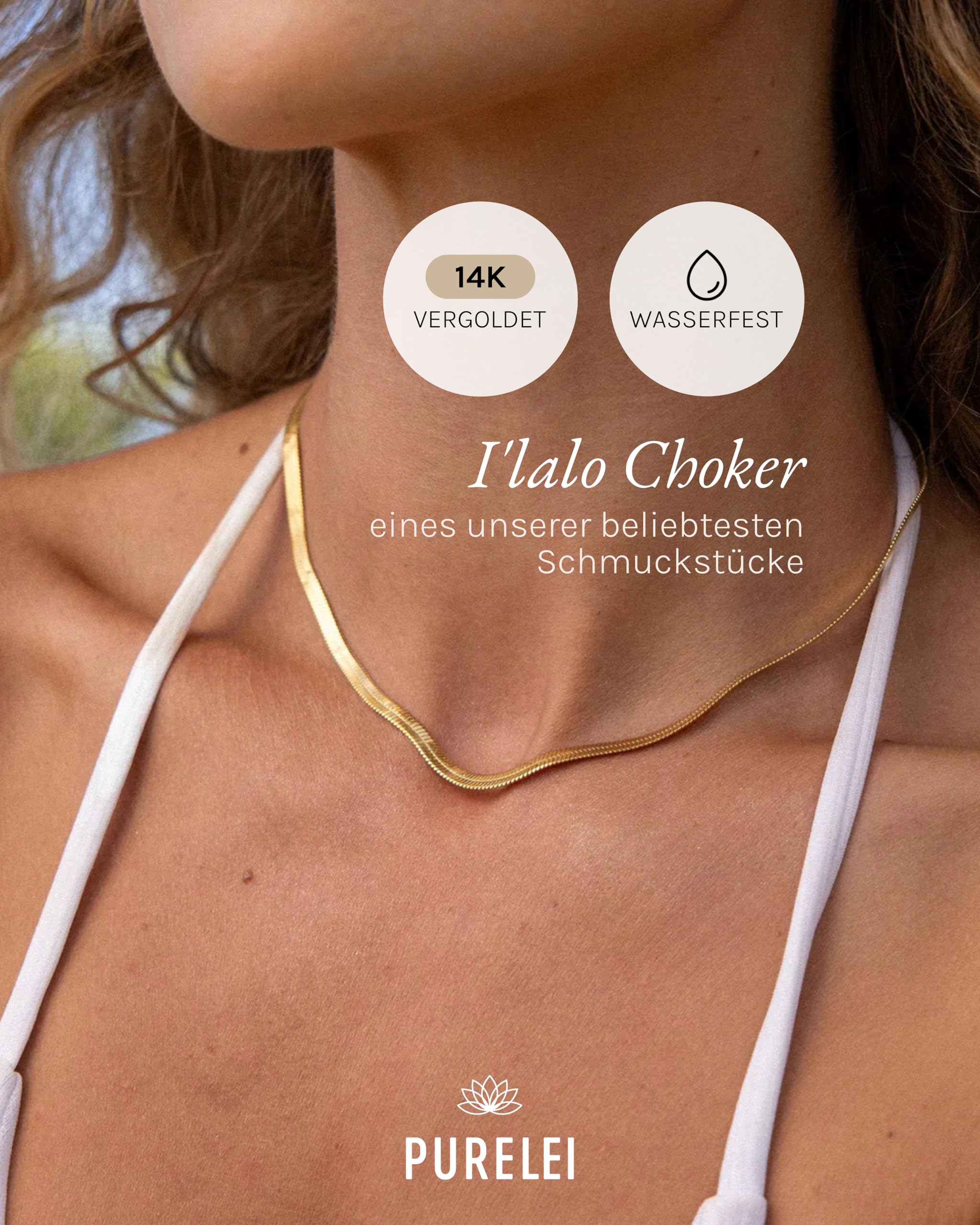 Purelei I'lalo Choker – Elegante Kette aus Edelstahl – Verstellbare Länge 35/40 cm – Schmuck inspiriert von Hawaii – Designed in Germany