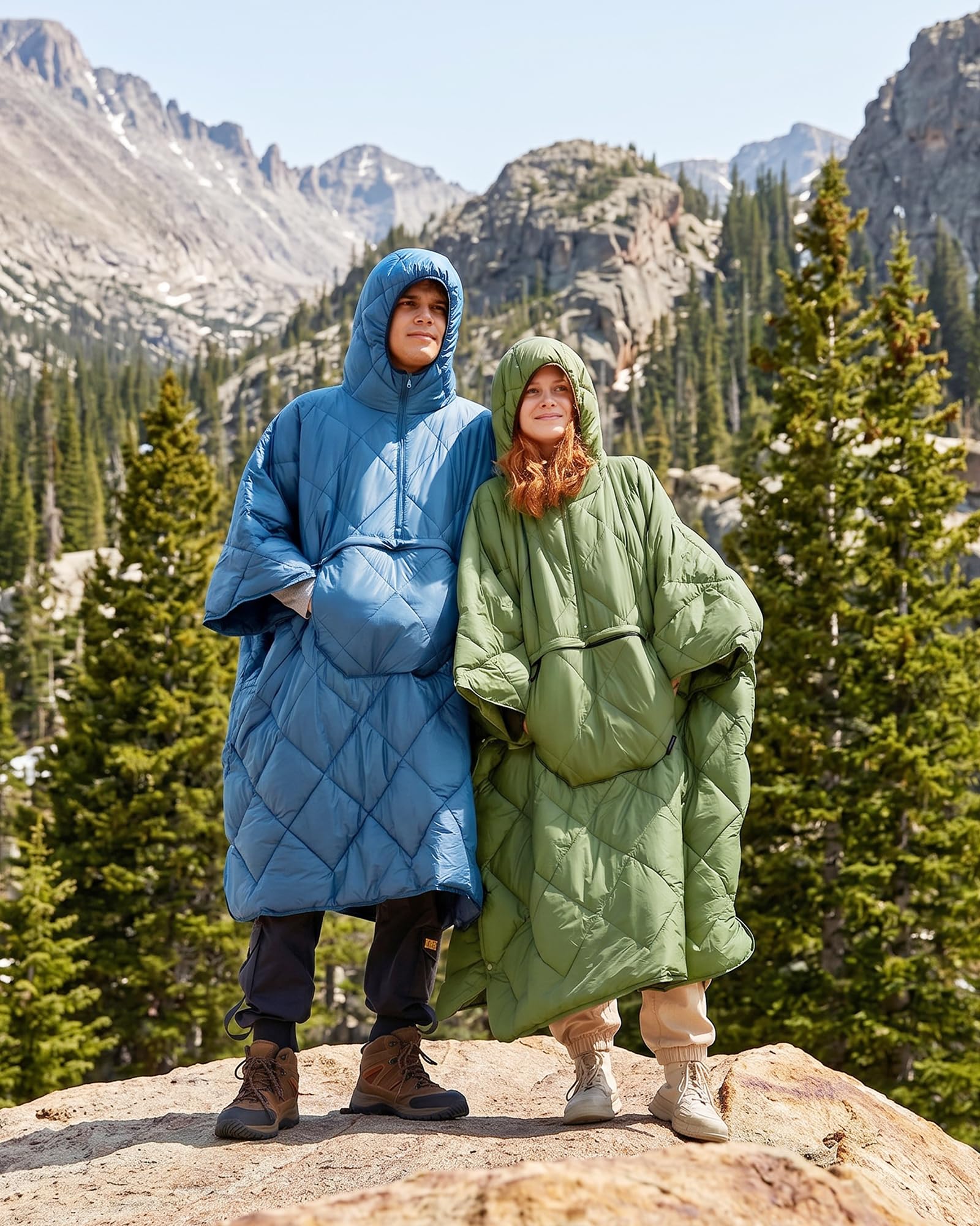 ATEPA 3-in-1 Camping Poncho Decke, Tragbarer Schlafsack, Ultraleicht