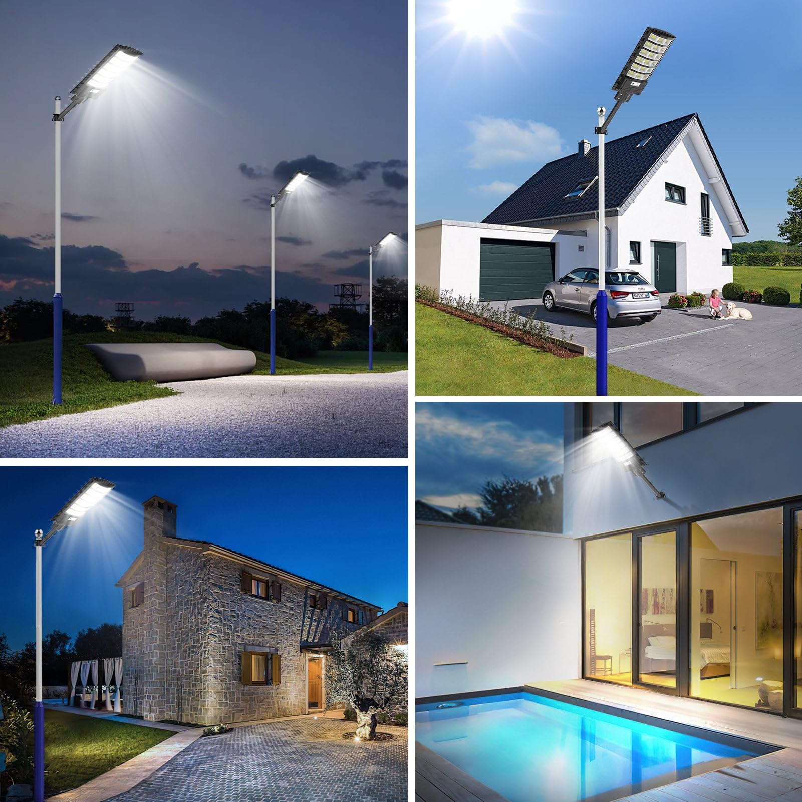 600W Solar Straßenlaterne, 6500K LED Strahler mit Bewegungsmelder Sensor, Straßenlampe Straßenleuchte Wandleuchte Wegeleuchte Außen-Sicherheitsbeleuchtung, Solarlampen für Garten Hof Garage