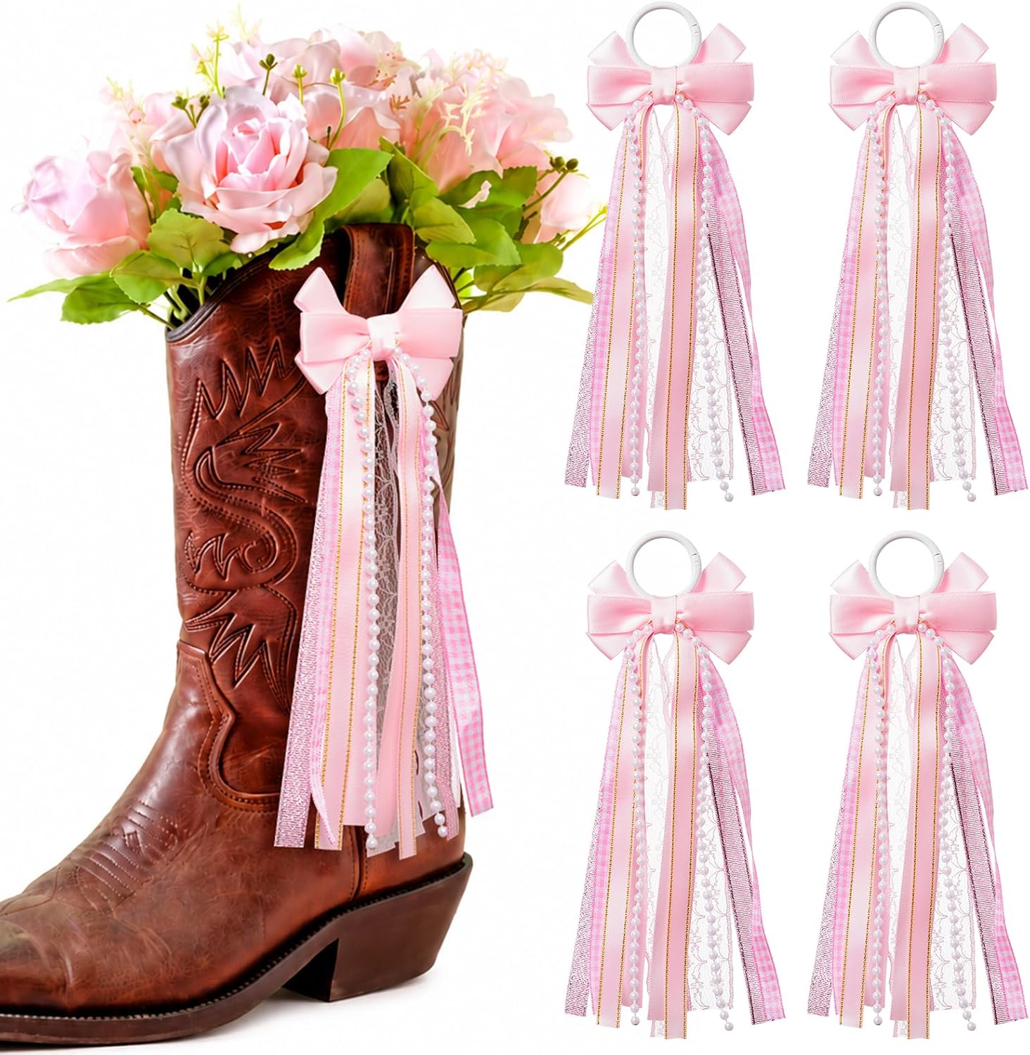 MoDooris 4Pcs Boot Bows Removable Martin Boot Bows Football Gameday, Orange