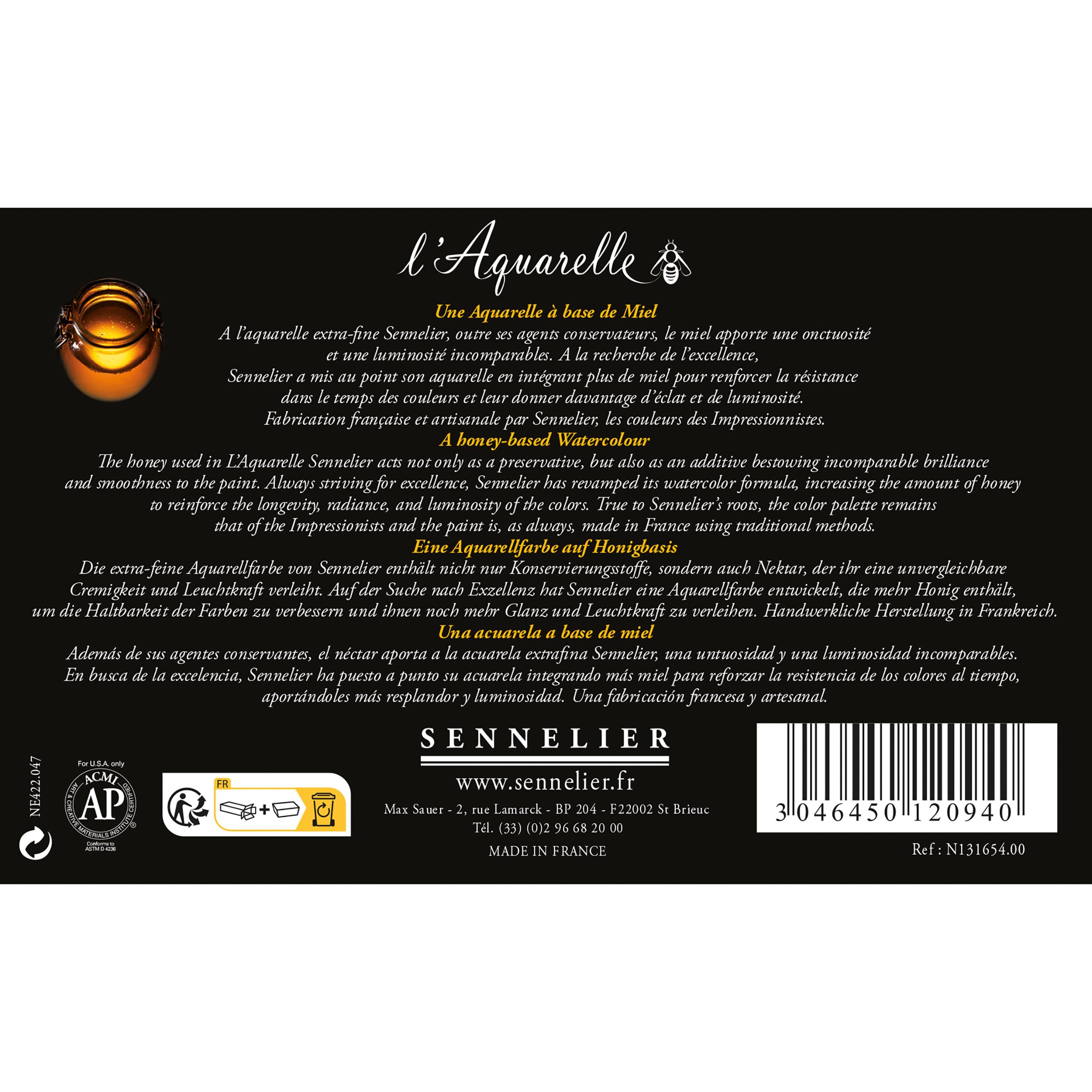 Sennelier - Aquarelle Sennelier Boîte voyage de 14 demi-godets entiers + 1 pinceau
