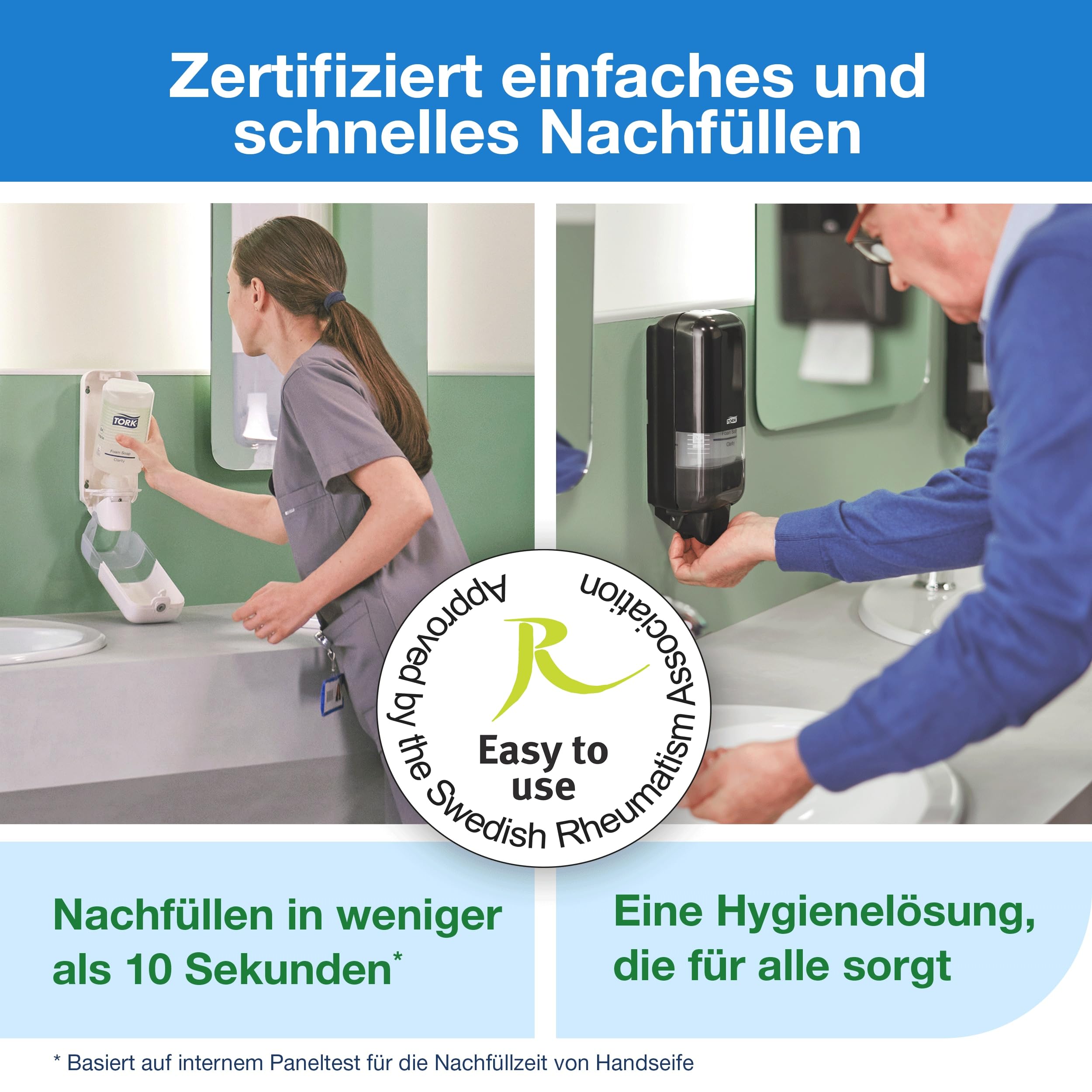Tork Hautpflegespender Wandmontage mit Intuition Sensor Schwarz S4, für Flüssigseife, Schaumseife und Desinfektionsmittel, Elevation Linie, 561608 (x6)
