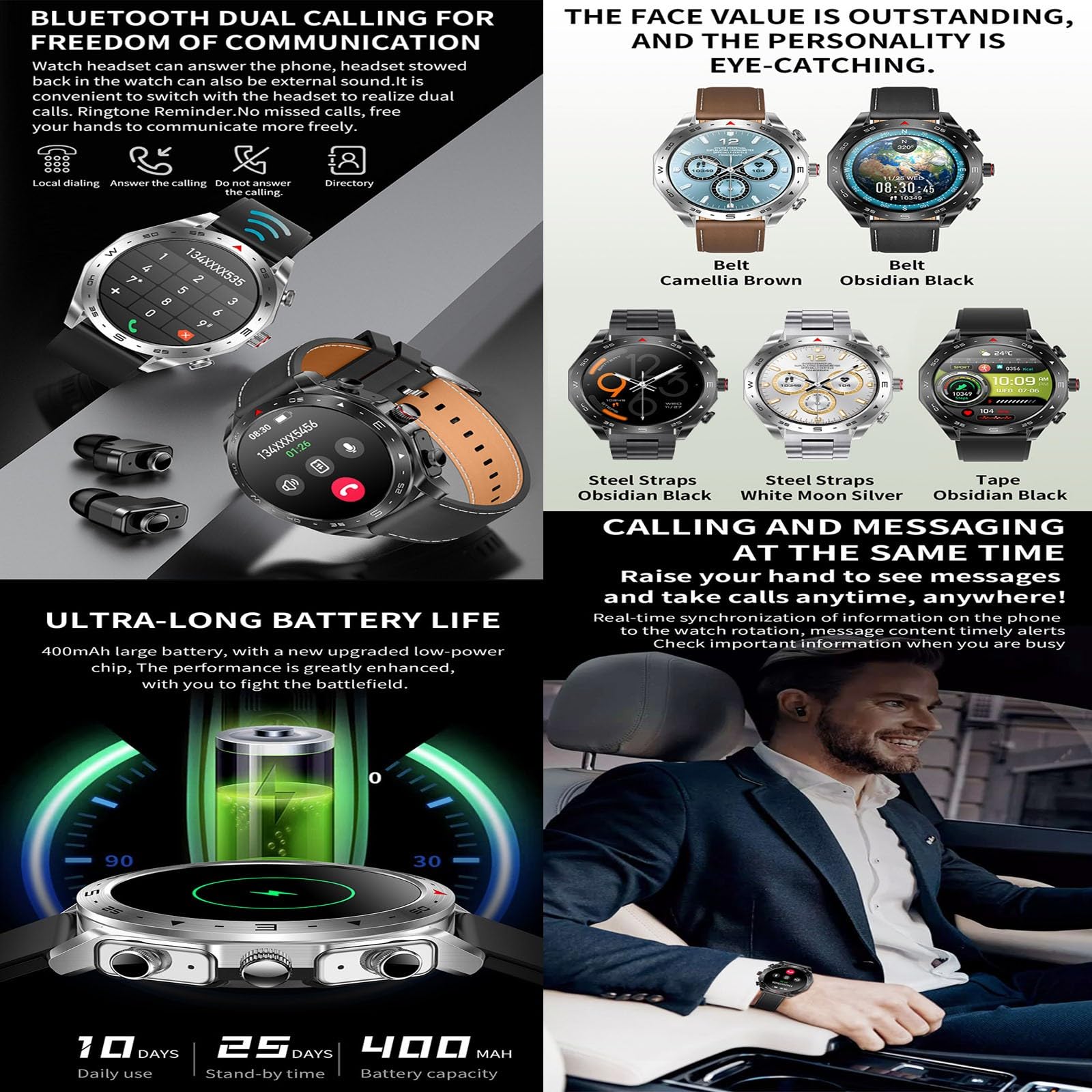 Reloj Inteligente 2 En 1 HD con Llamadas Bluetooth, Monitorización De Salud En Múltiples Deportes, Pantalla Táctil HD, Resistencia Al Agua IP67, para Android E iOS.