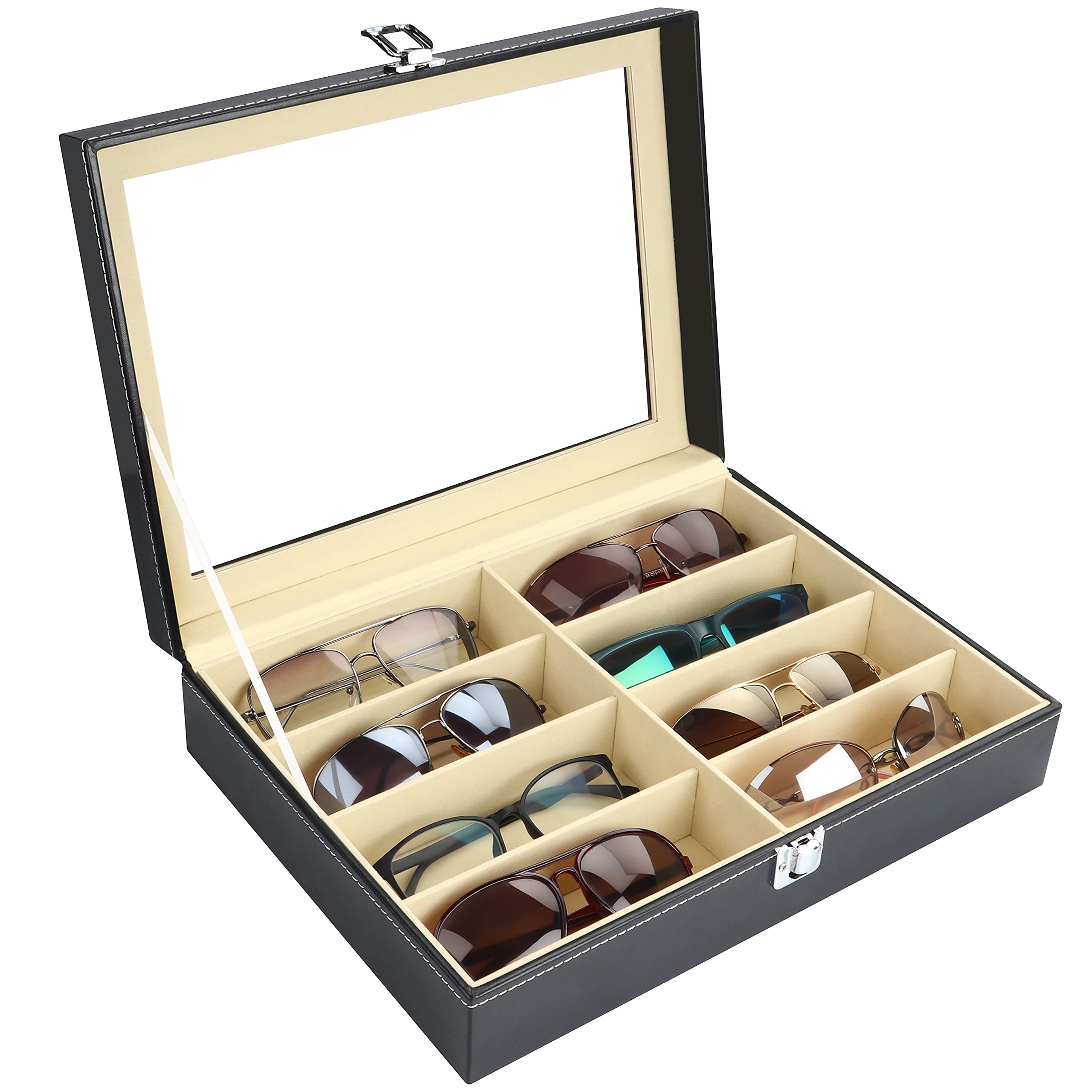 Scatola Porta Occhiali 18 Griglie ZJchao – Organizer In MDF Con Chiusura Magnetica, 47,5x37,5x6 Cm